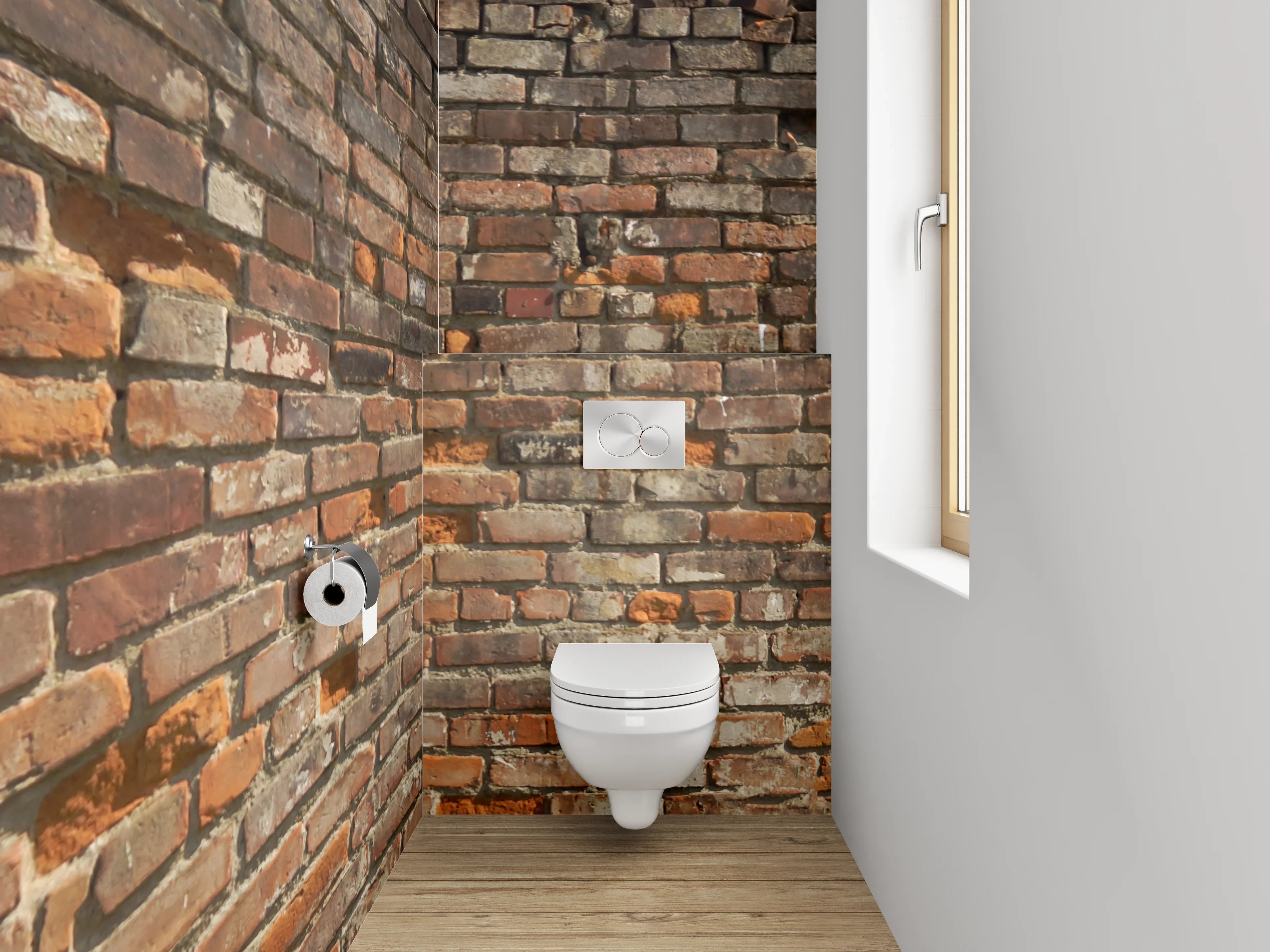 WC-Rückwand - Rote Backsteinmauer Vintage Optik