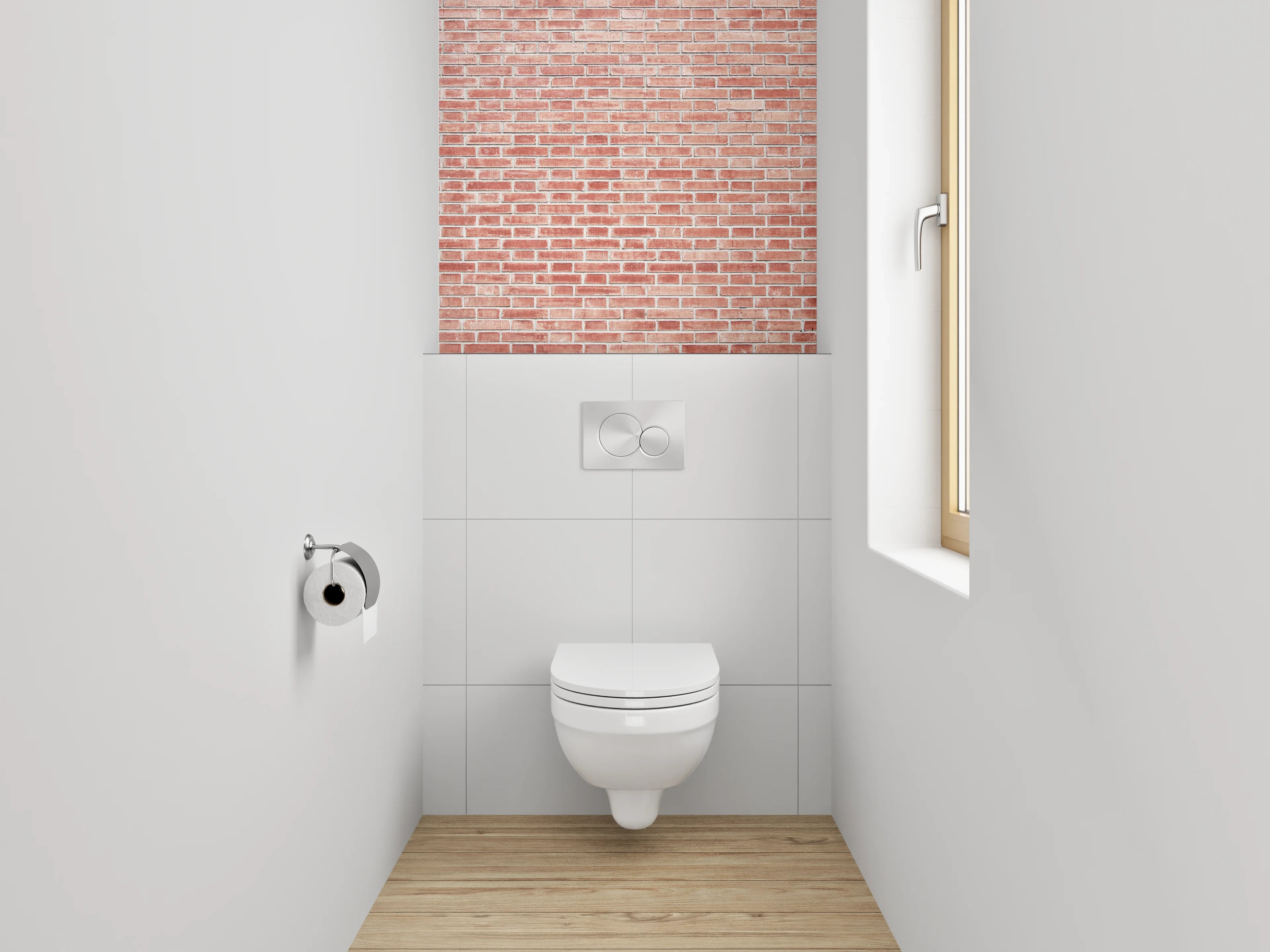 WC-Rückwand - Rote Backsteinmauer – Urbanes Design