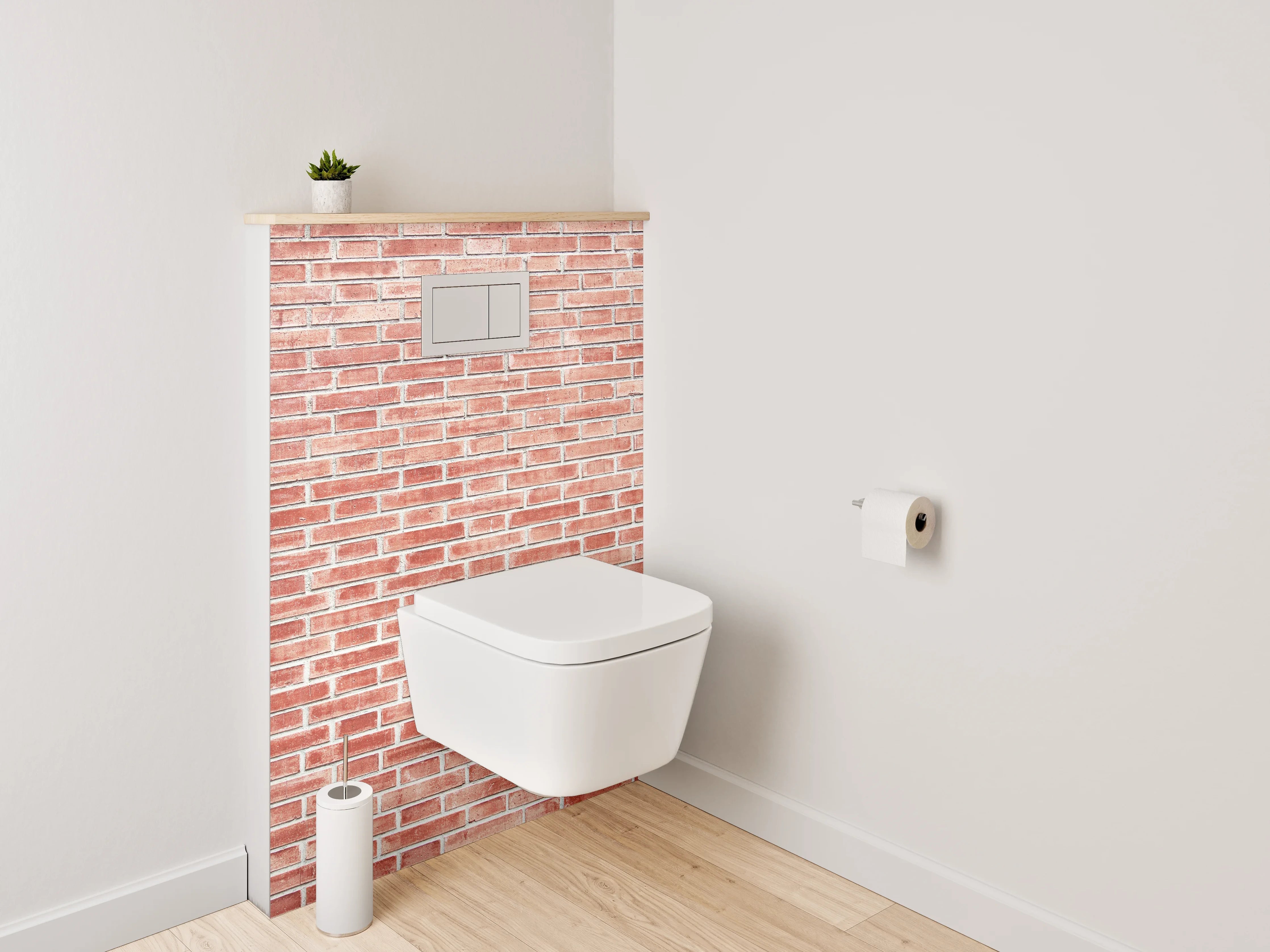 WC-Rückwand - Rote Backsteinmauer – Urbanes Design