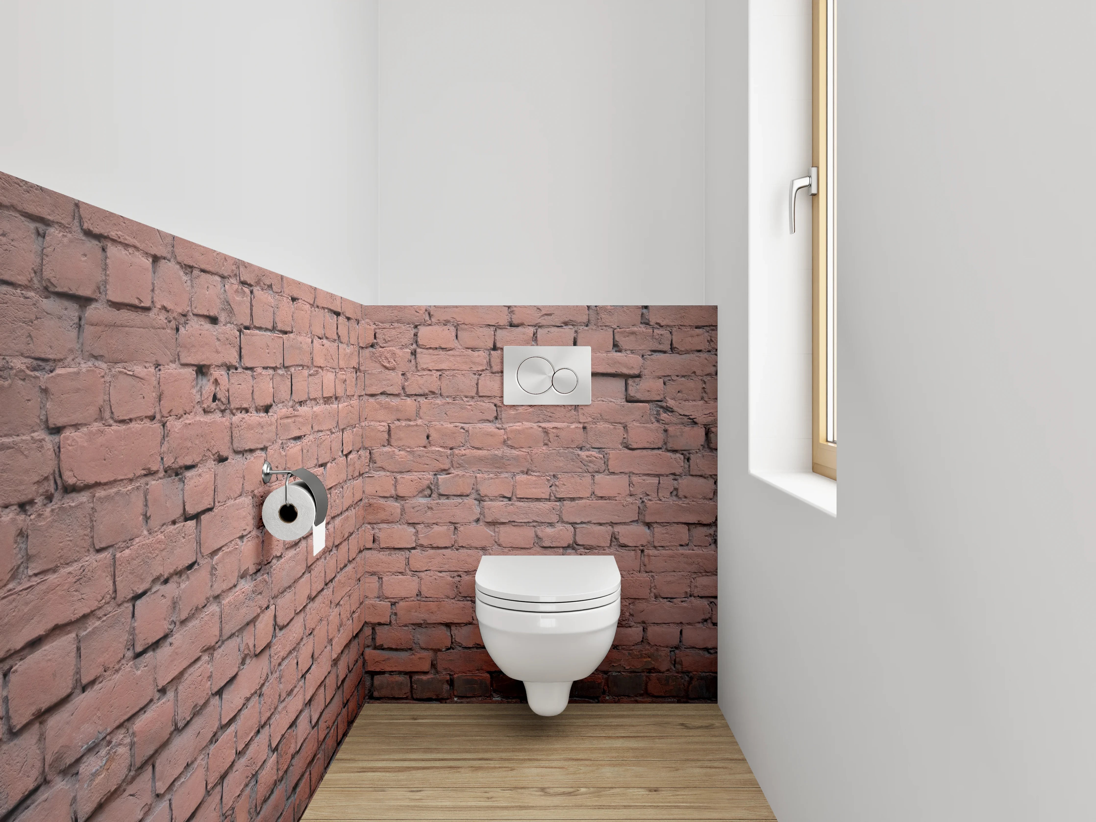WC-Rückwand - Rote Backsteinmauer für individuelle Raumgestaltung