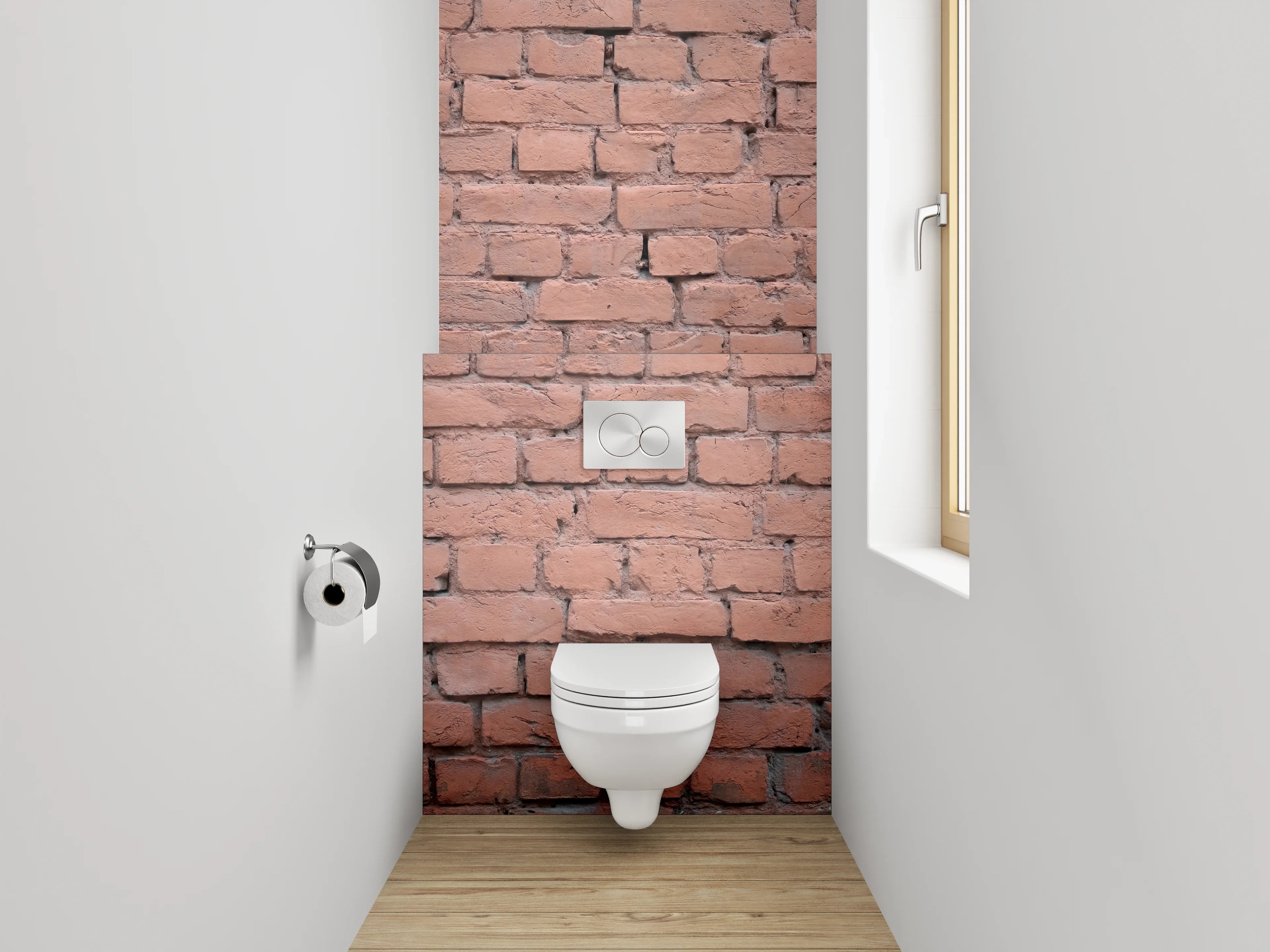 WC-Rückwand - Rote Backsteinmauer für individuelle Raumgestaltung