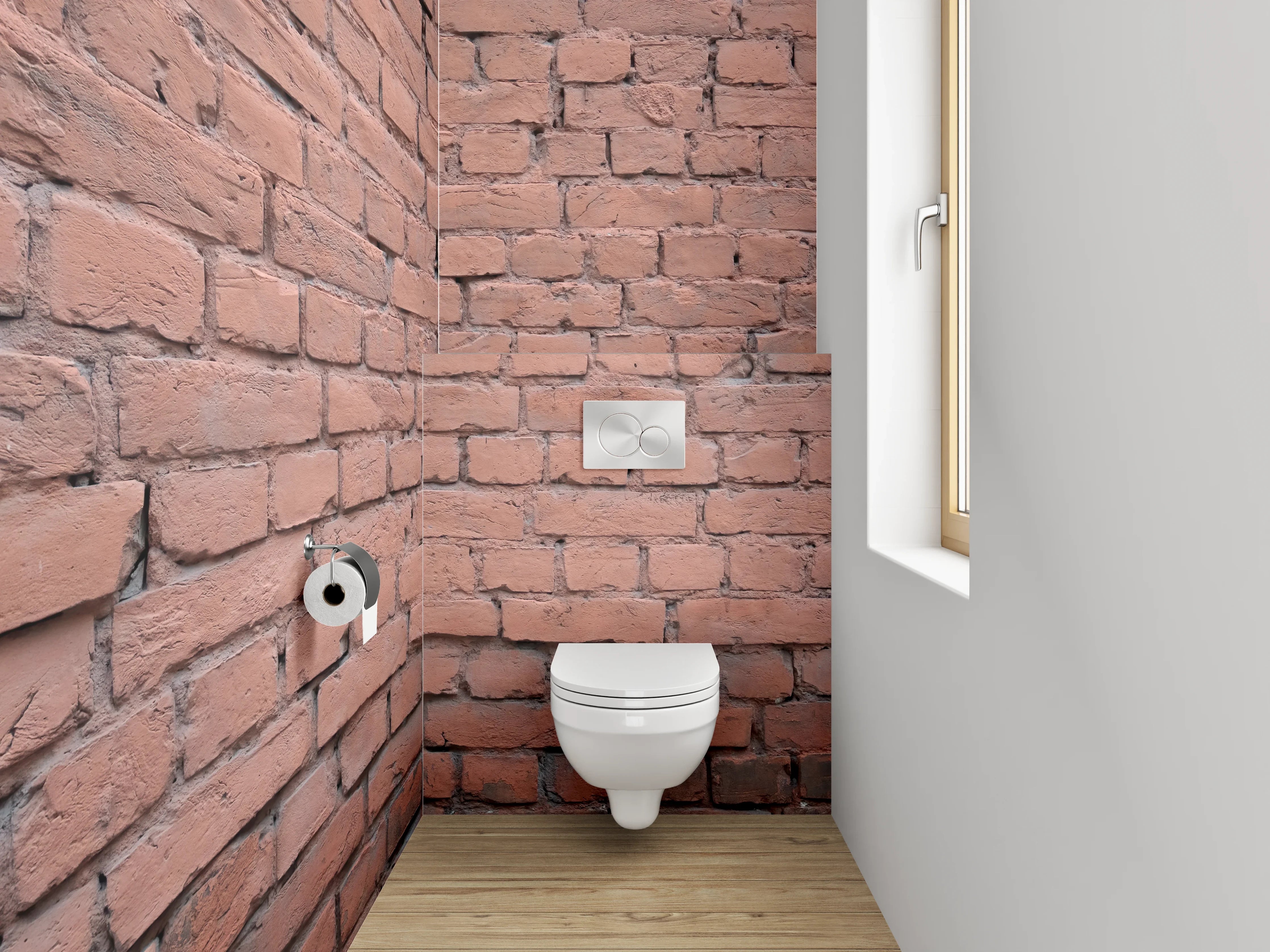 WC-Rückwand - Rote Backsteinmauer für individuelle Raumgestaltung