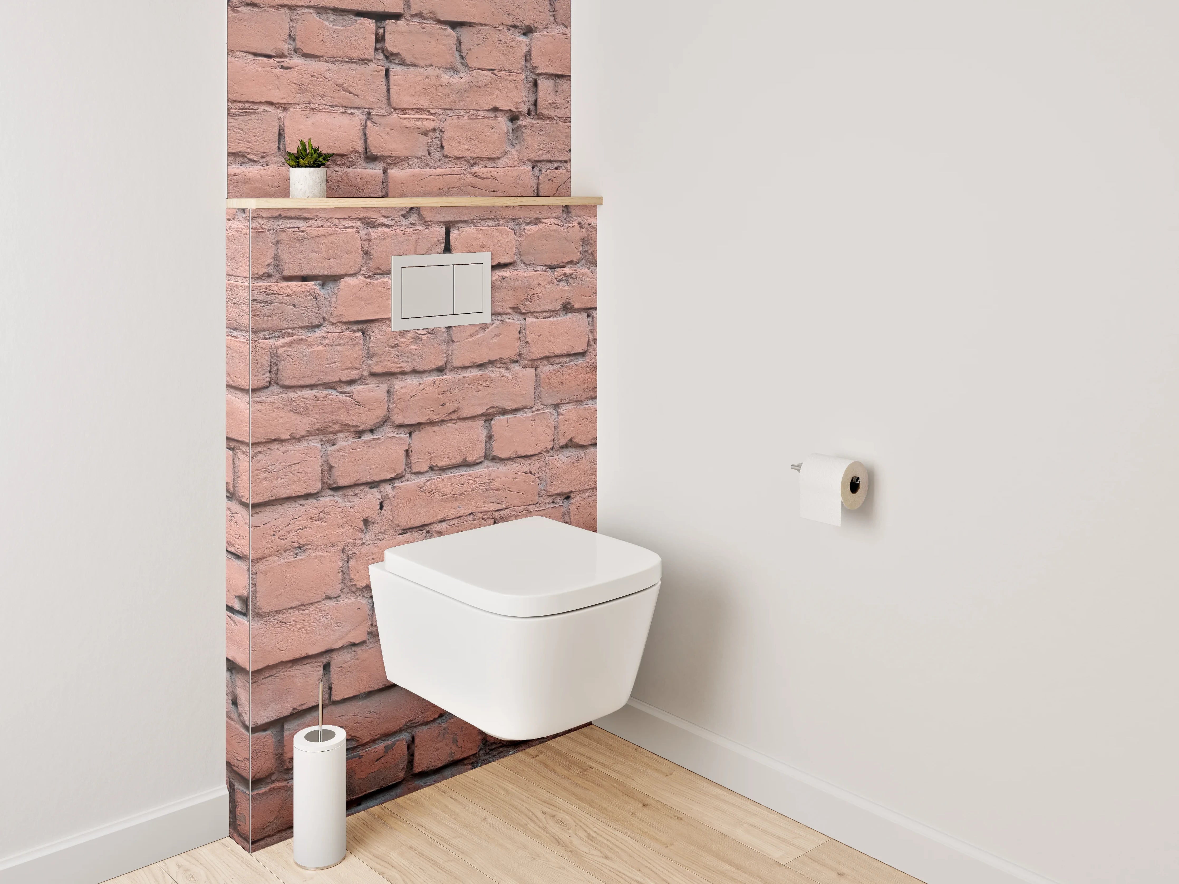 WC-Rückwand - Rote Backsteinmauer für individuelle Raumgestaltung