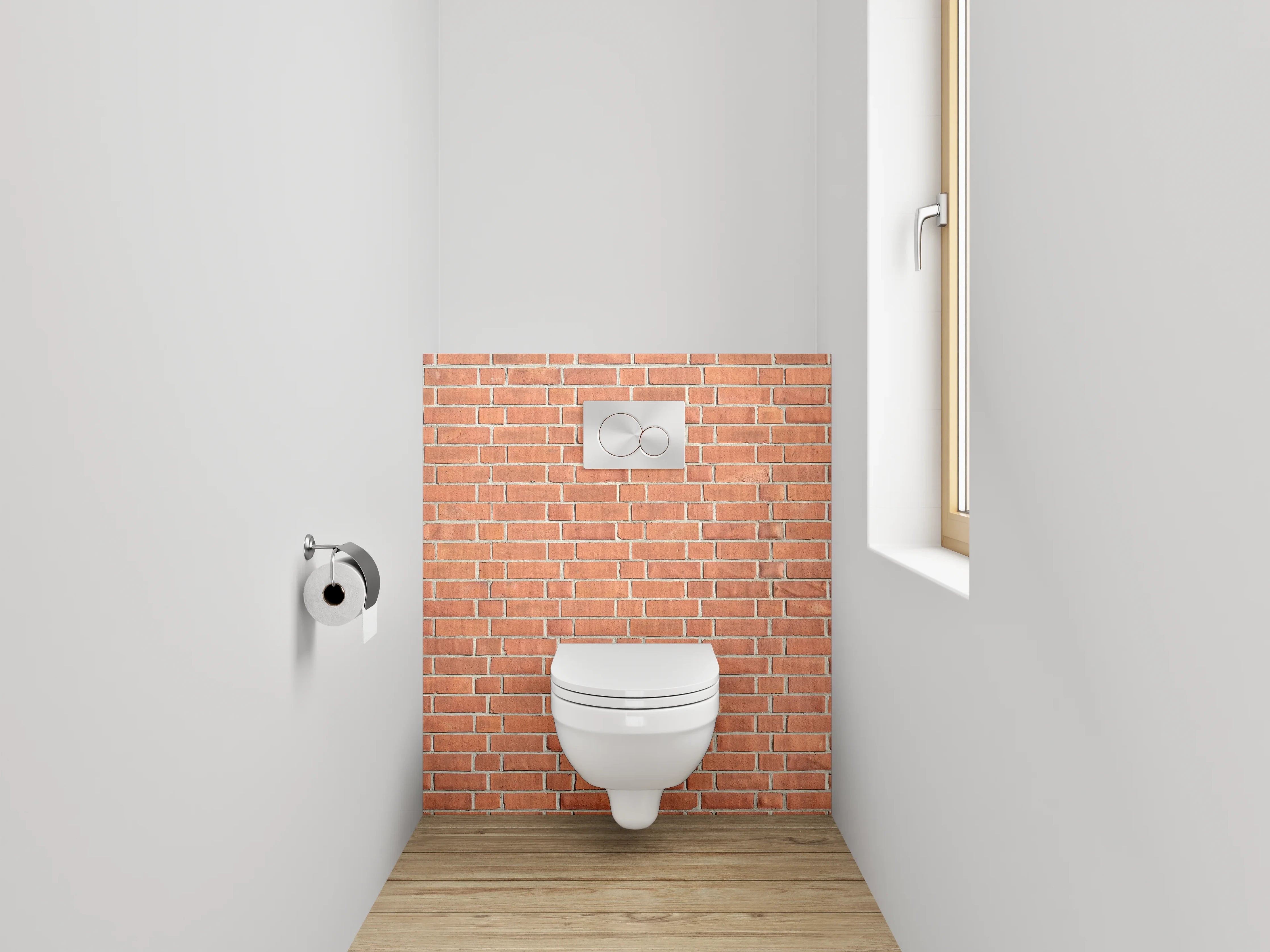 WC-Rückwand - Rote Backsteinwand Optik
