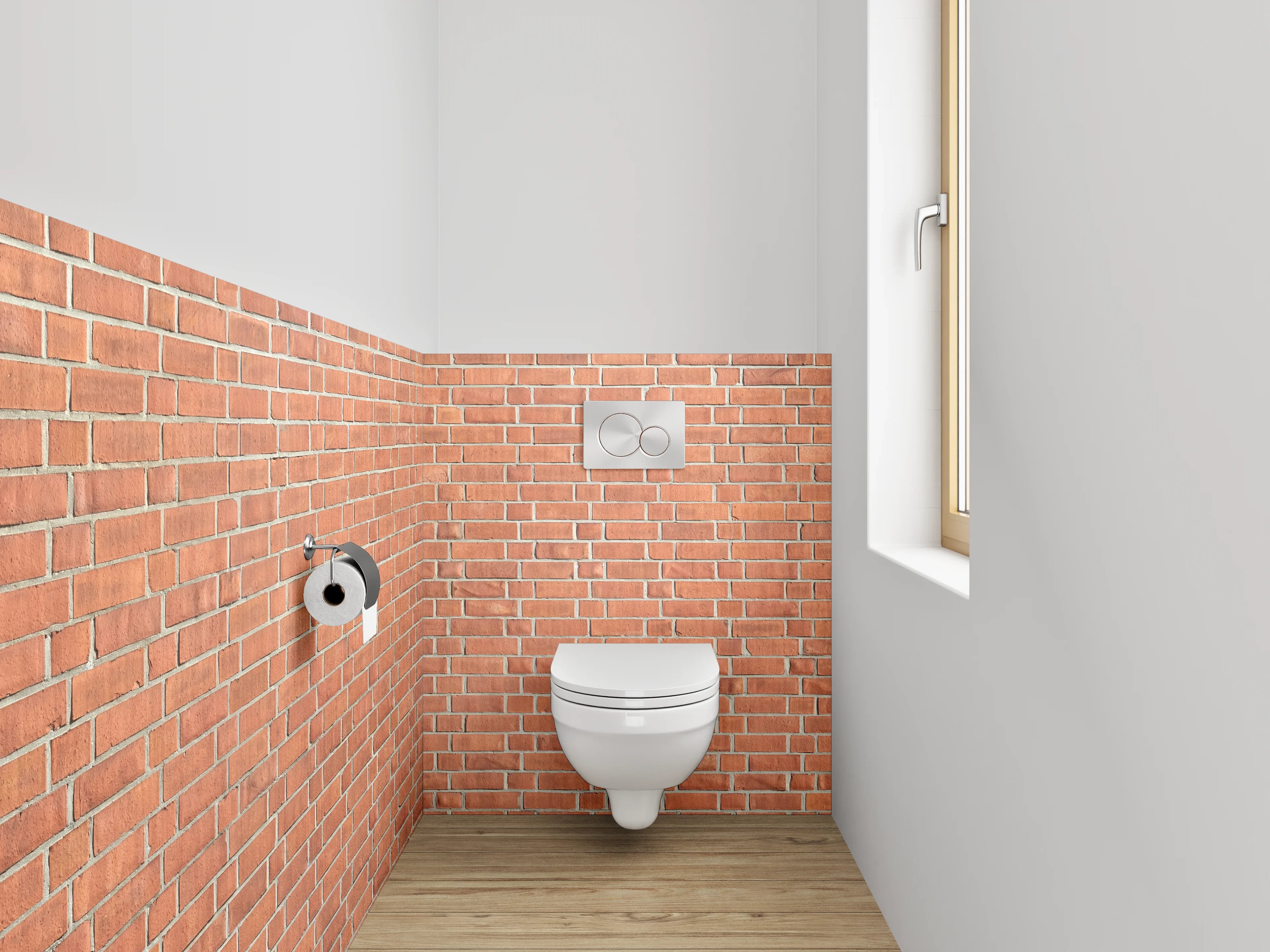 WC-Rückwand - Rote Backsteinwand Optik