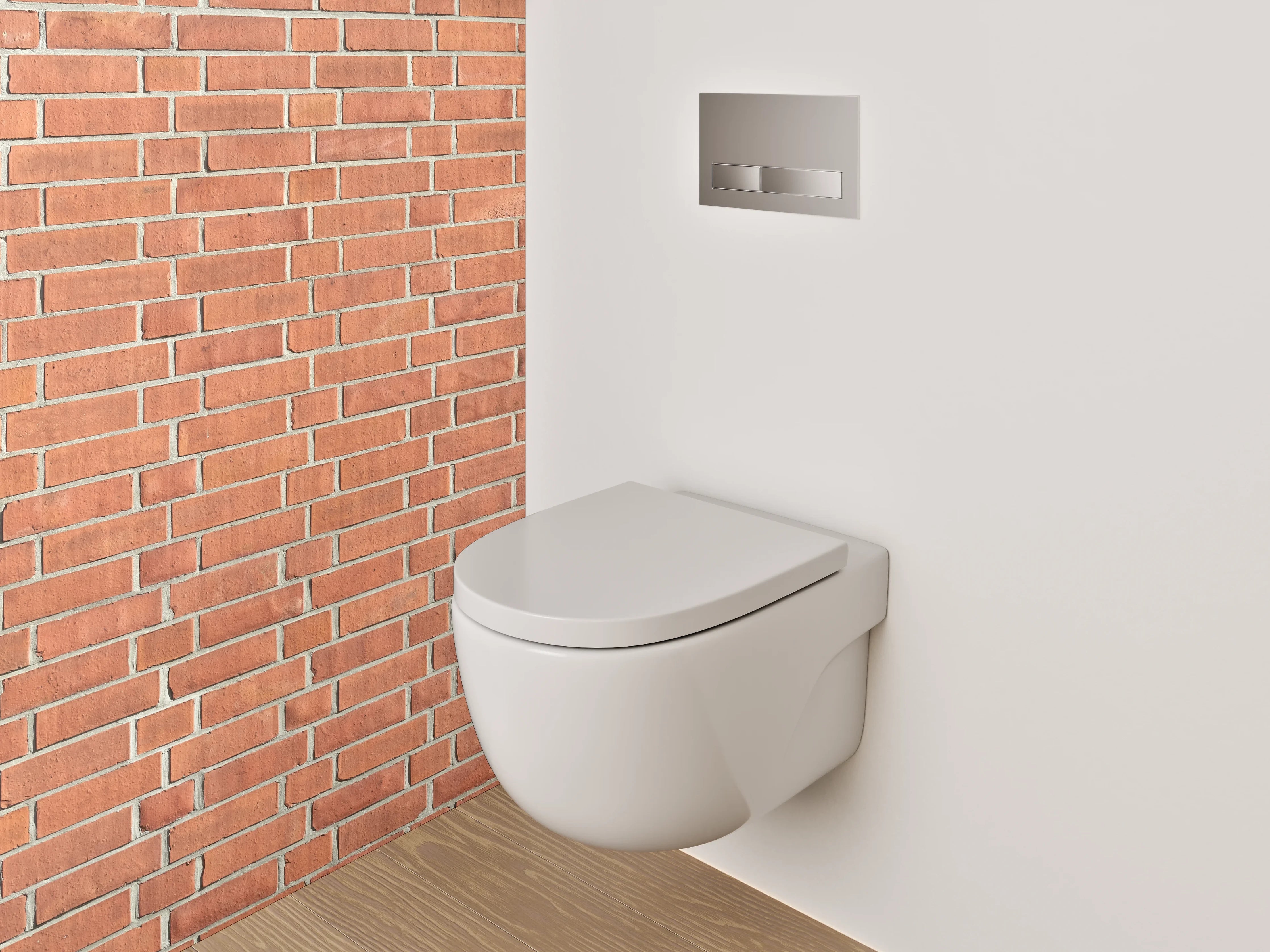 WC-Rückwand - Rote Backsteinwand Optik