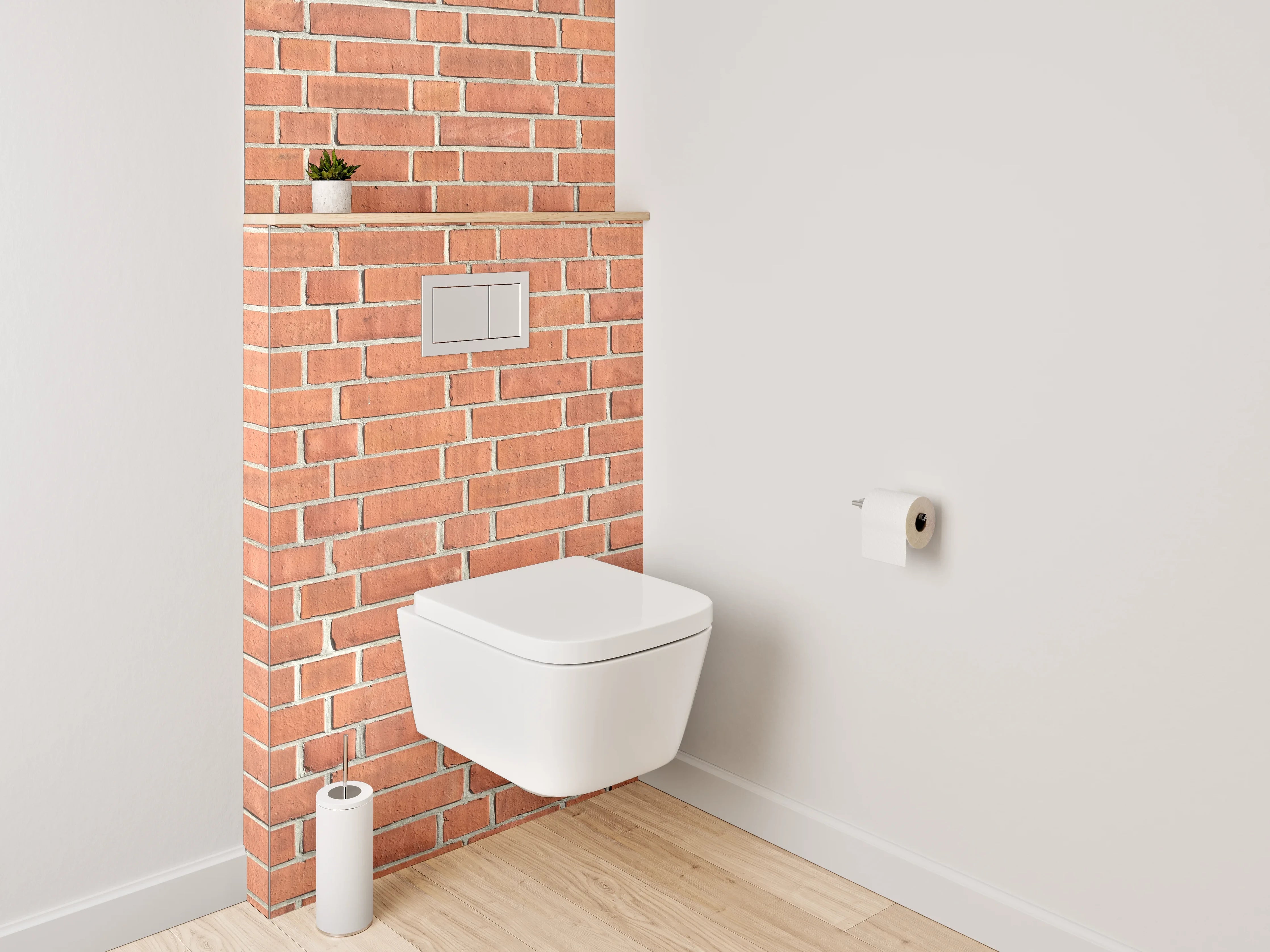 WC-Rückwand - Rote Backsteinwand Optik