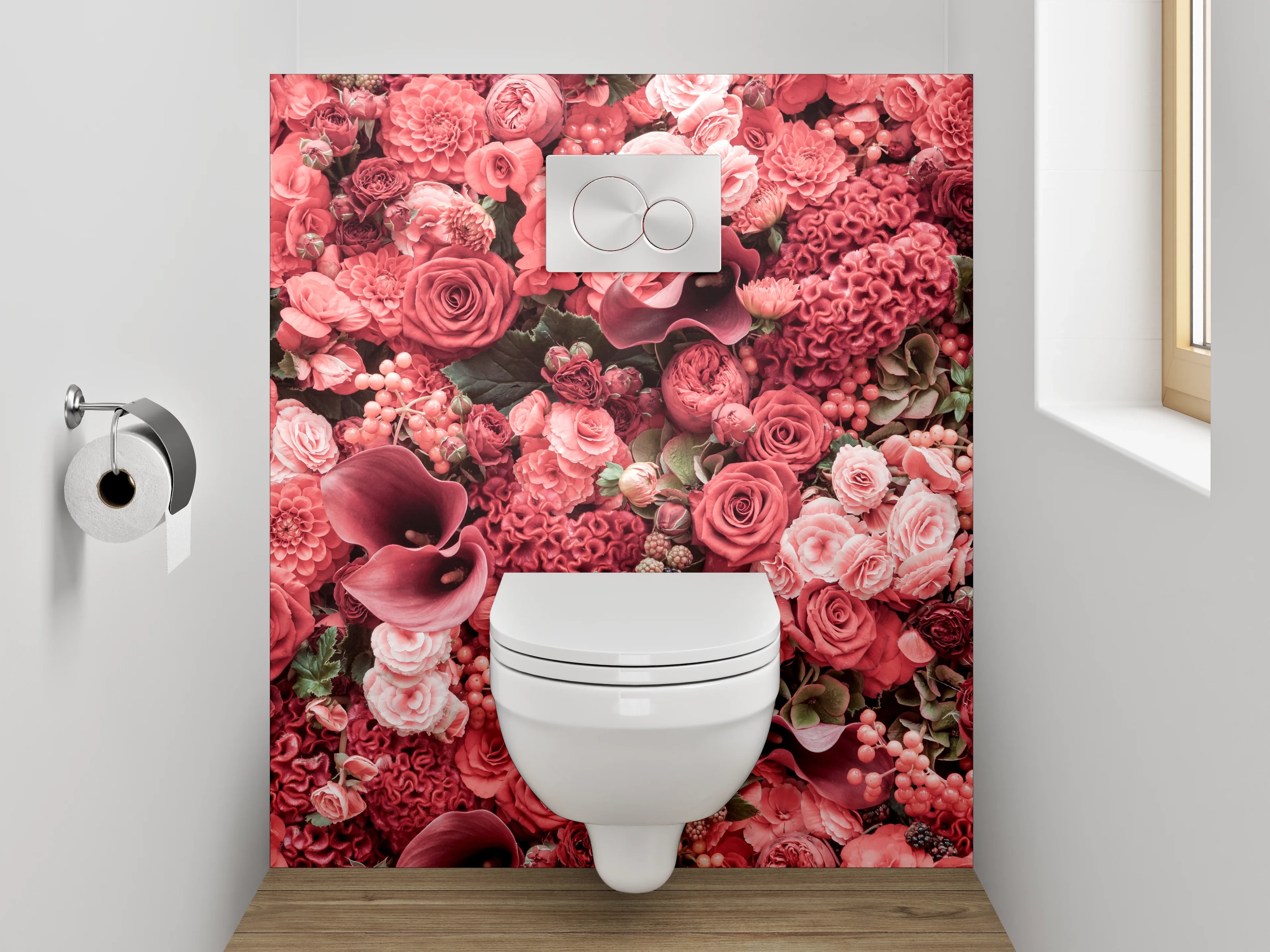 WC-Rückwand - Rote Blütenpracht Blumen Collage