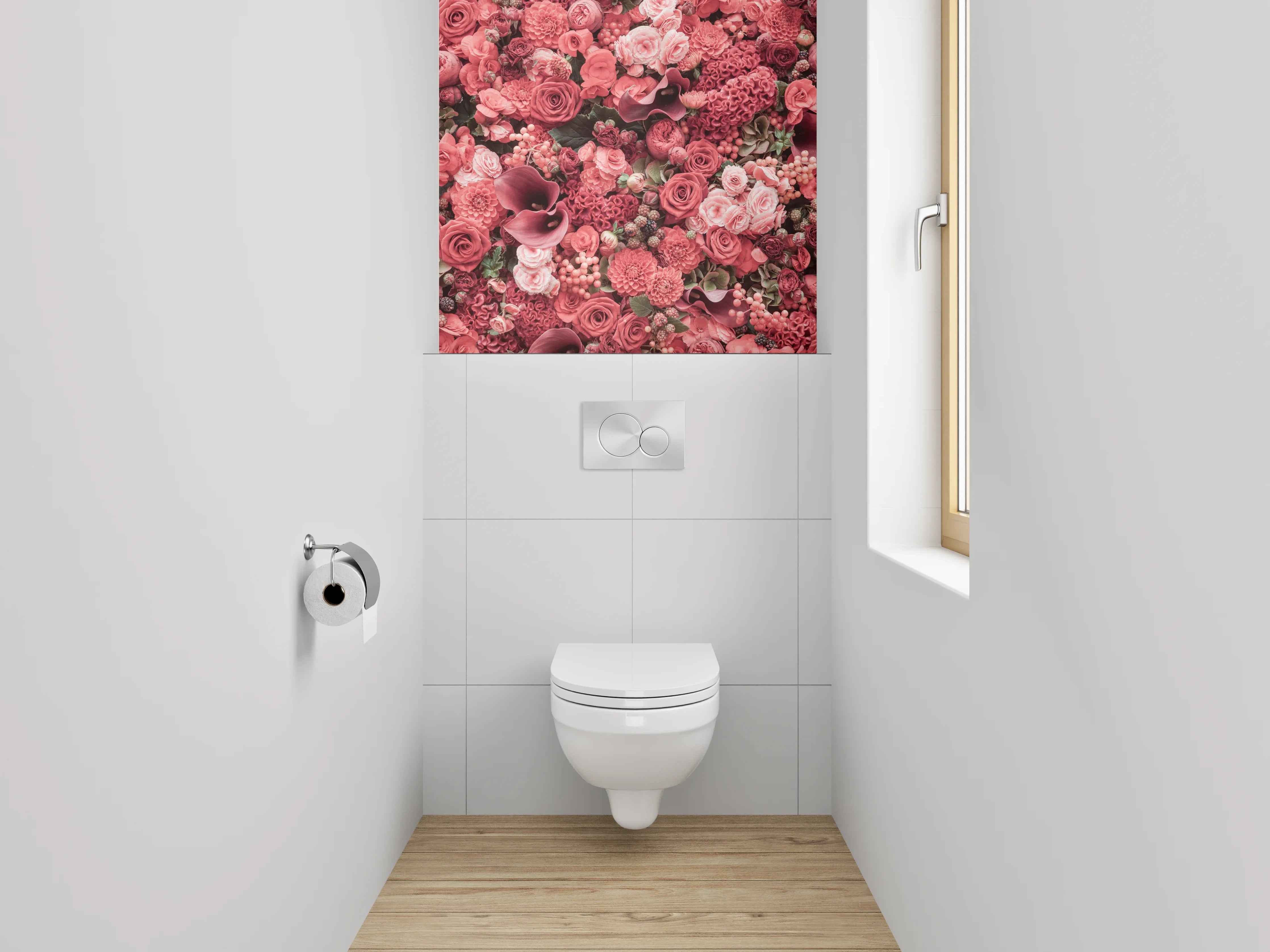 WC-Rückwand - Rote Blütenpracht Blumen Collage