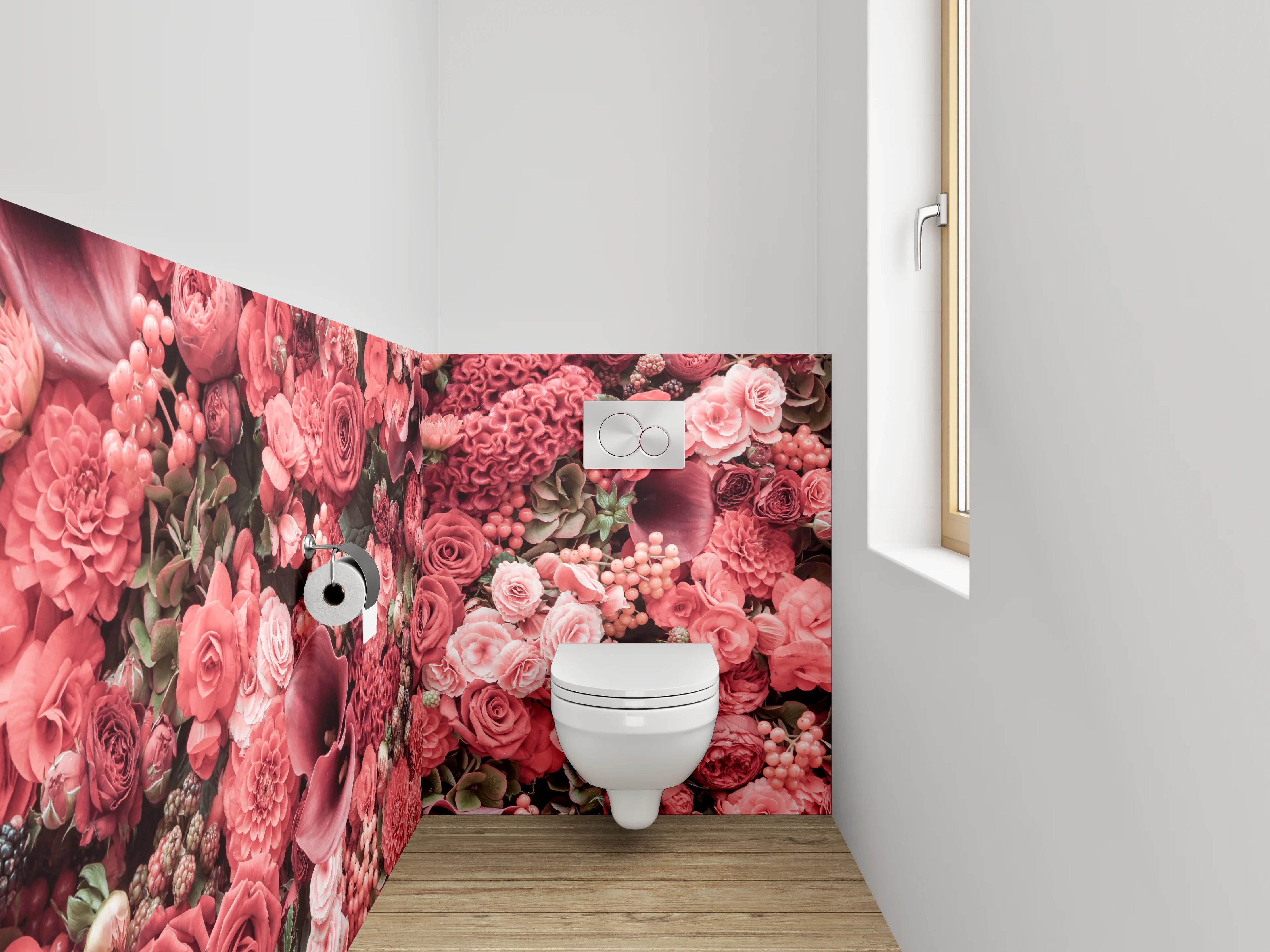 WC-Rückwand - Rote Blütenpracht Blumen Collage