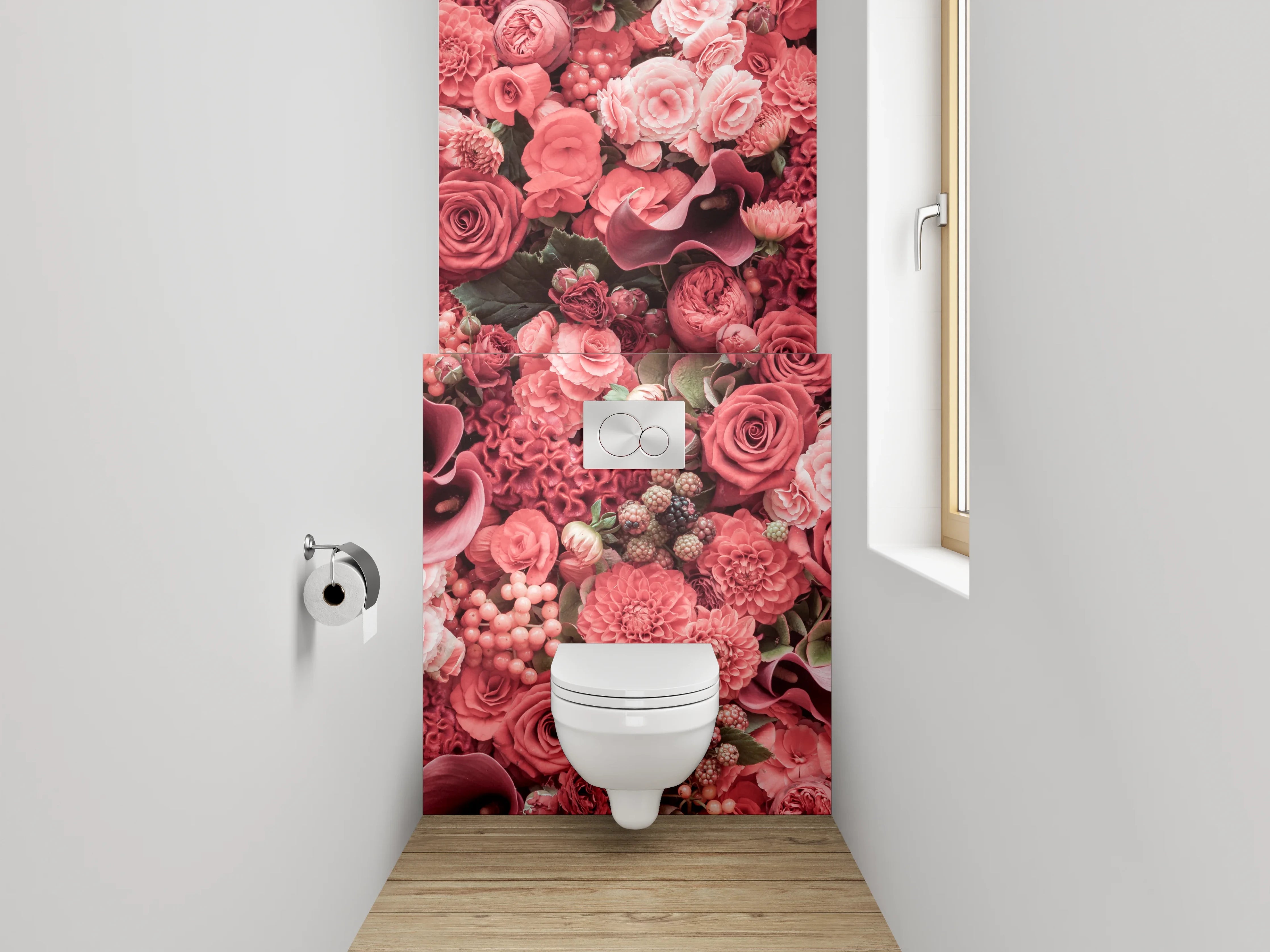 WC-Rückwand - Rote Blütenpracht Blumen Collage