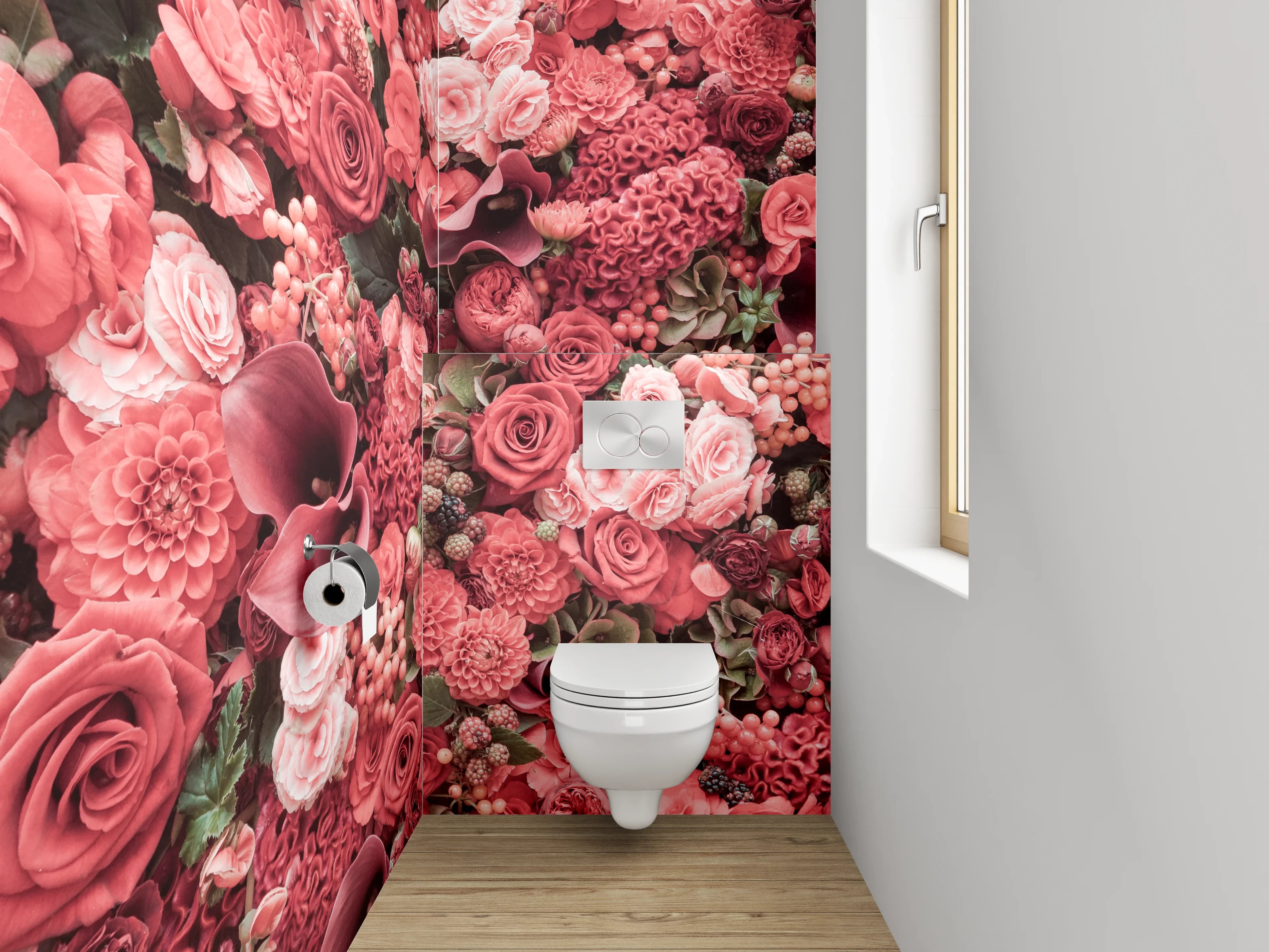 WC-Rückwand - Rote Blütenpracht Blumen Collage