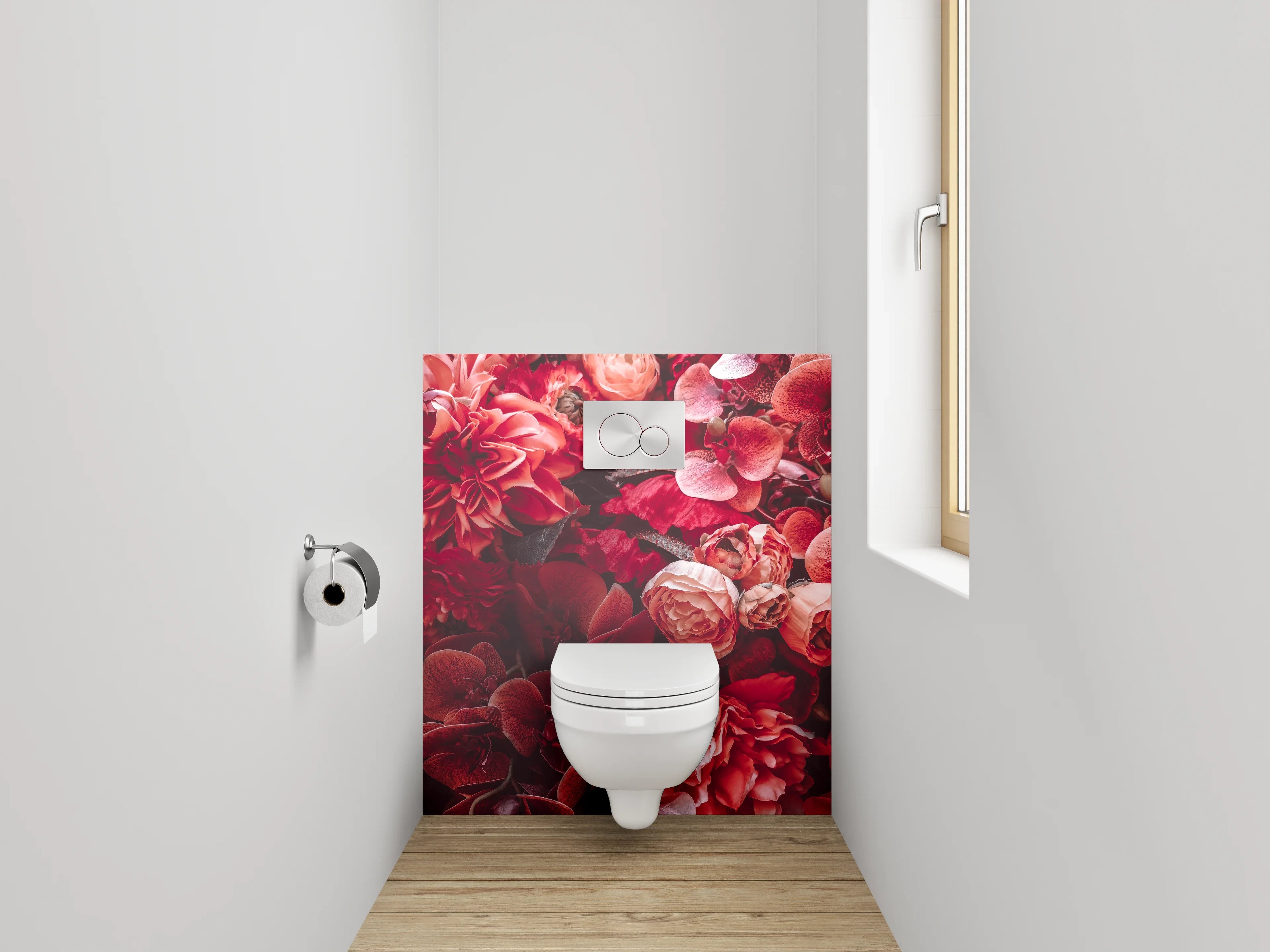 WC-Rückwand - Rote Blumenpracht Naturfoto Dekor