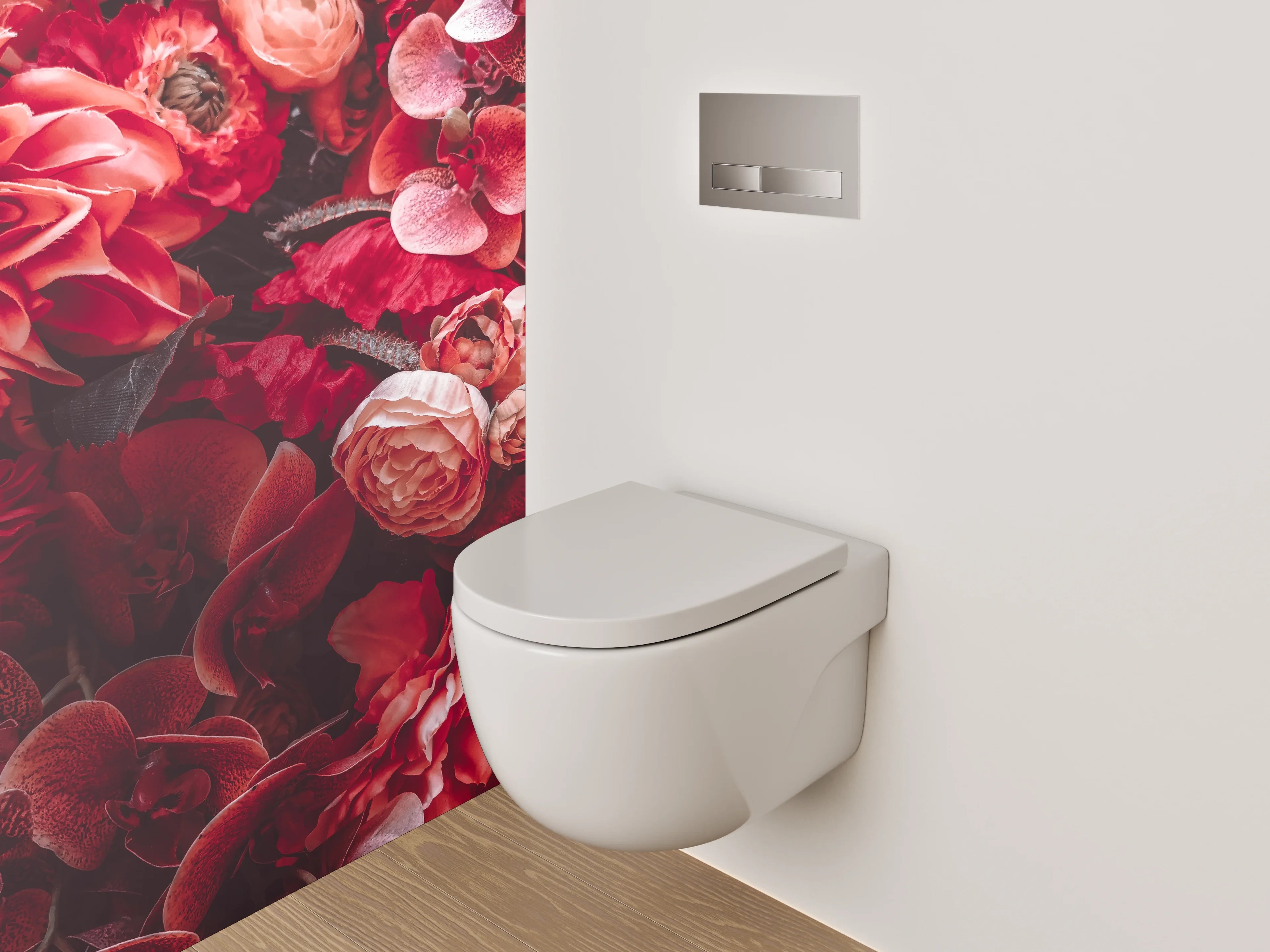 WC-Rückwand - Rote Blumenpracht Naturfoto Dekor
