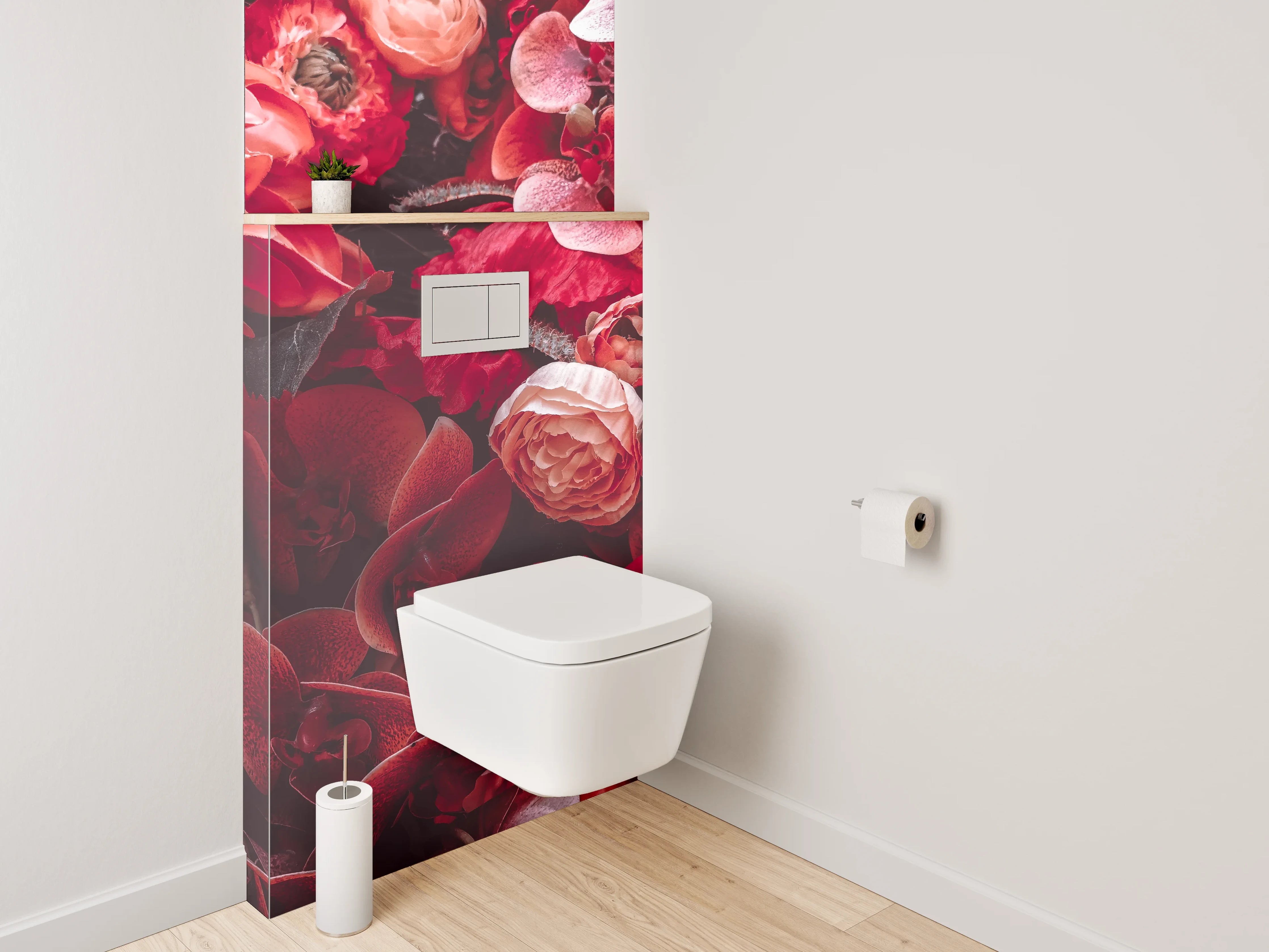 WC-Rückwand - Rote Blumenpracht Naturfoto Dekor