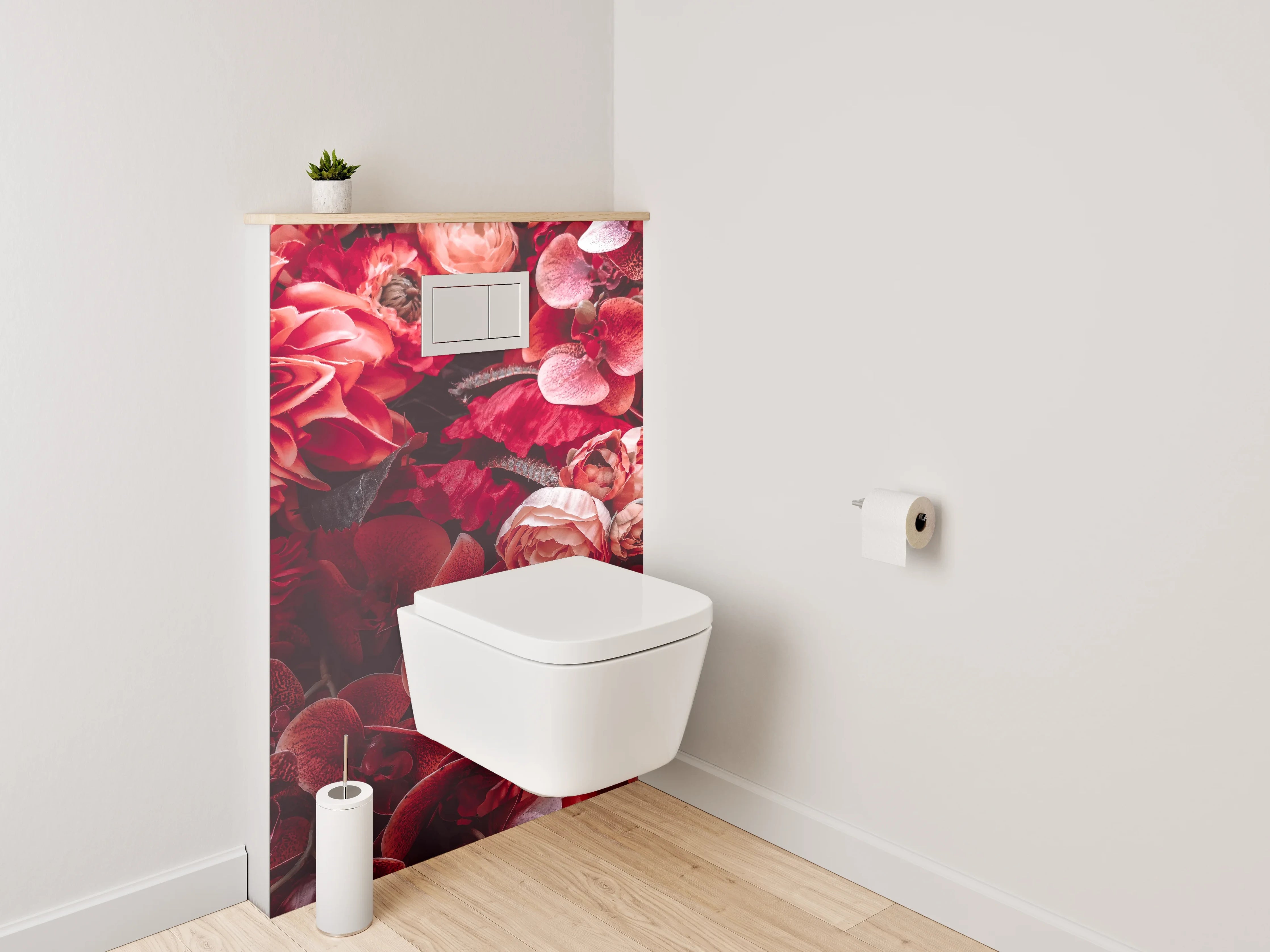 WC-Rückwand - Rote Blumenpracht Naturfoto Dekor