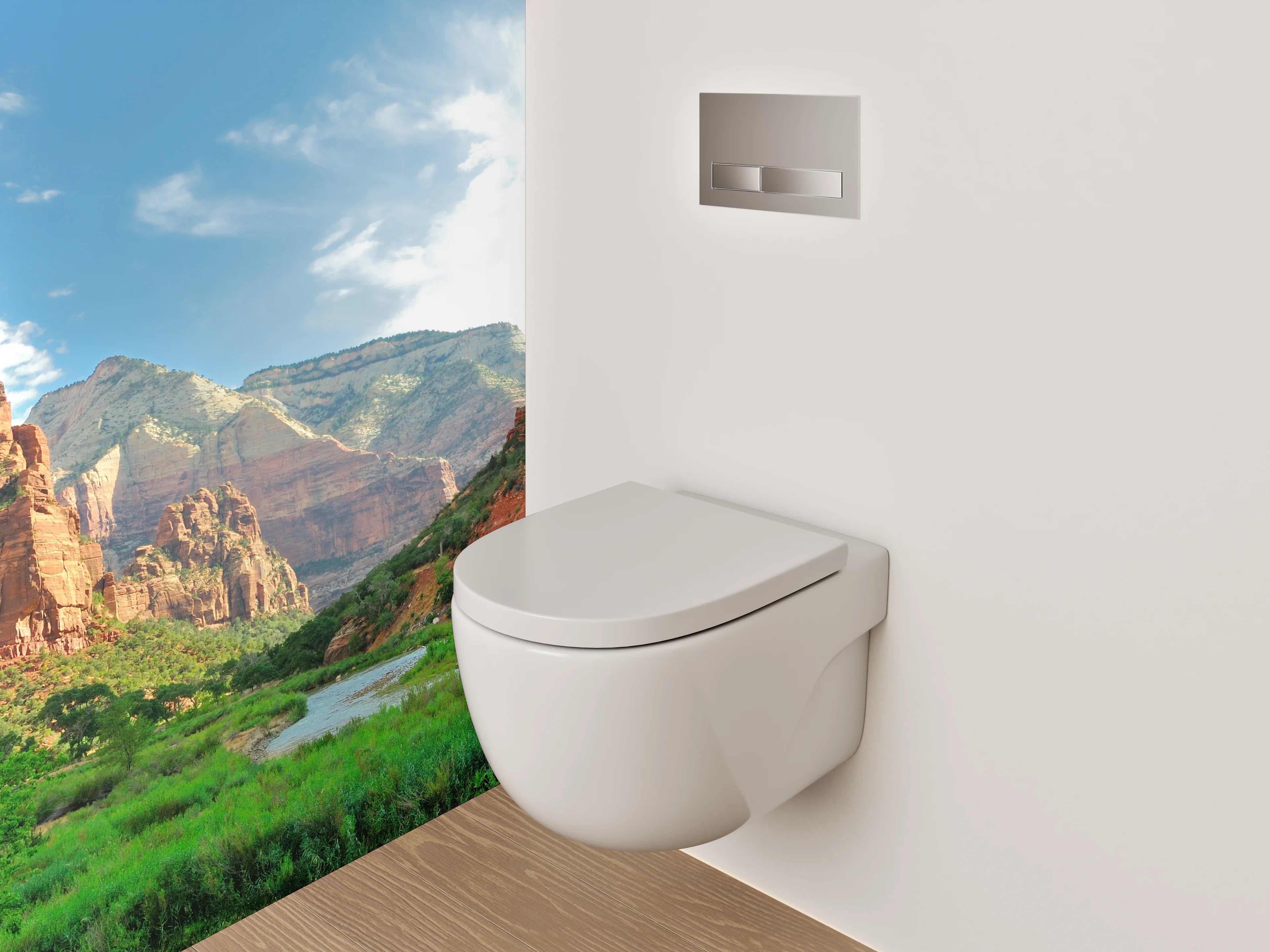 WC-Rückwand - Rote Canyons mit grünem Tal
