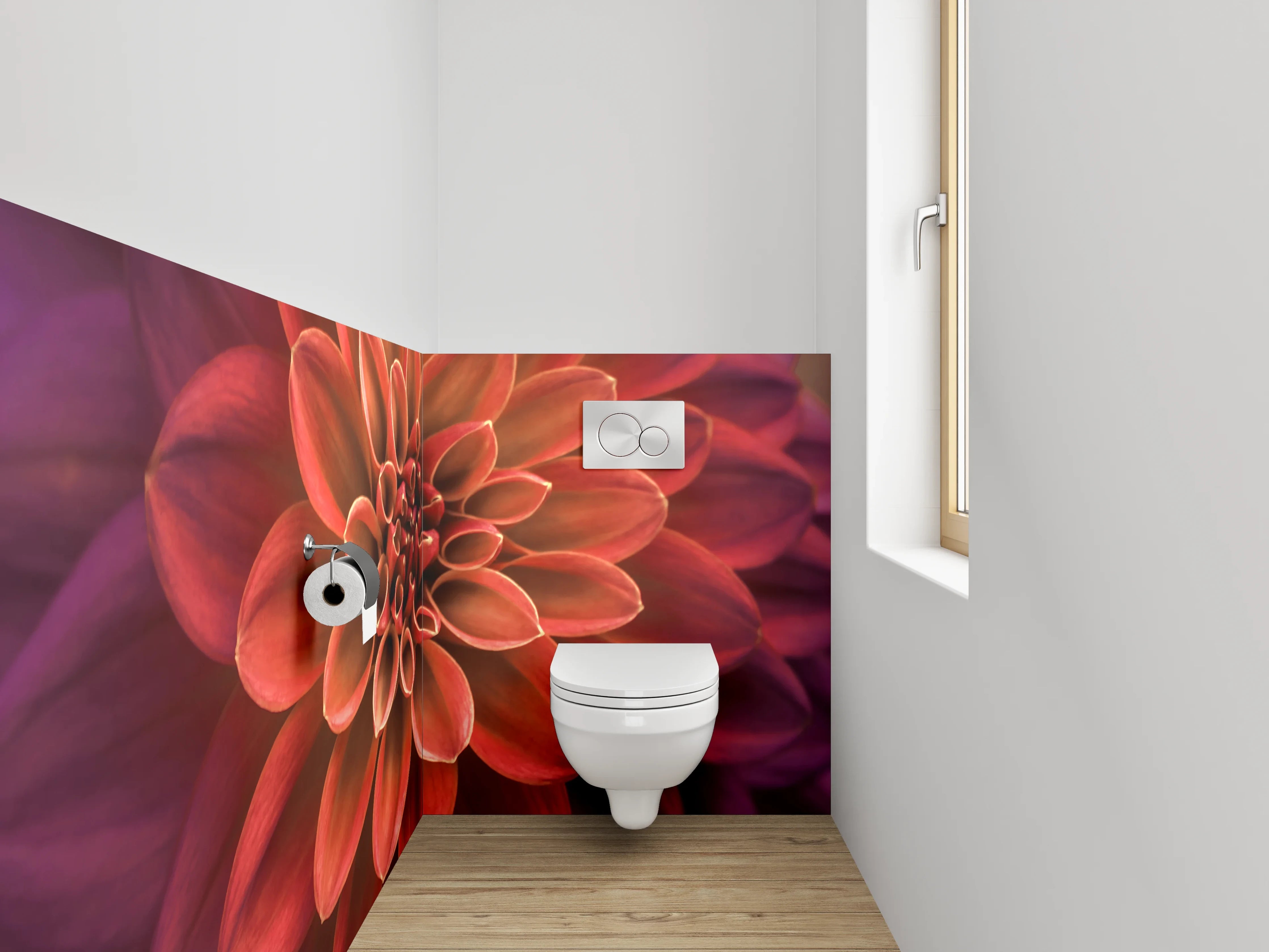 WC-Rückwand - Rote Dahlie Blume Makrofotografie