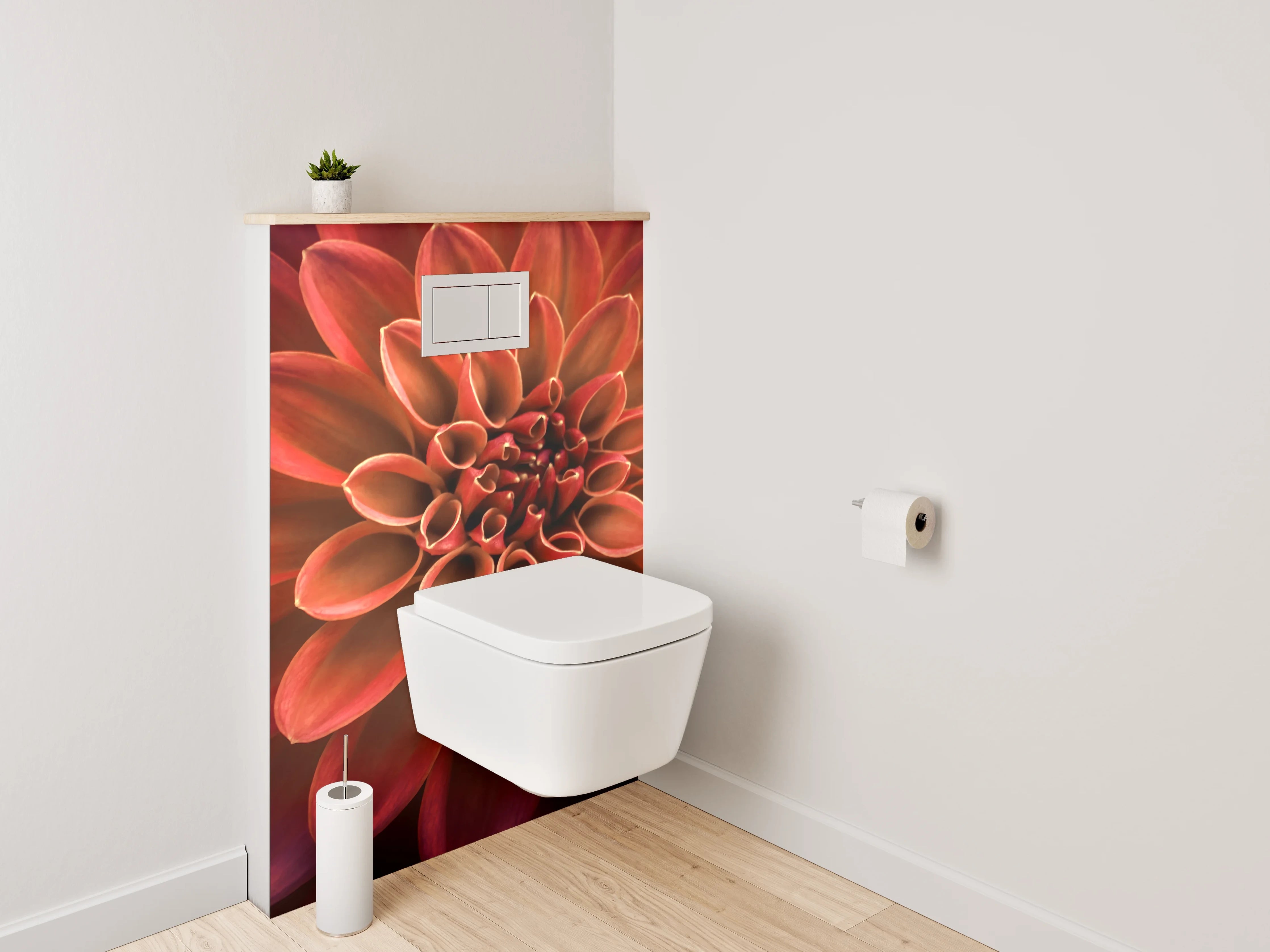 WC-Rückwand - Rote Dahlie Blume Makrofotografie