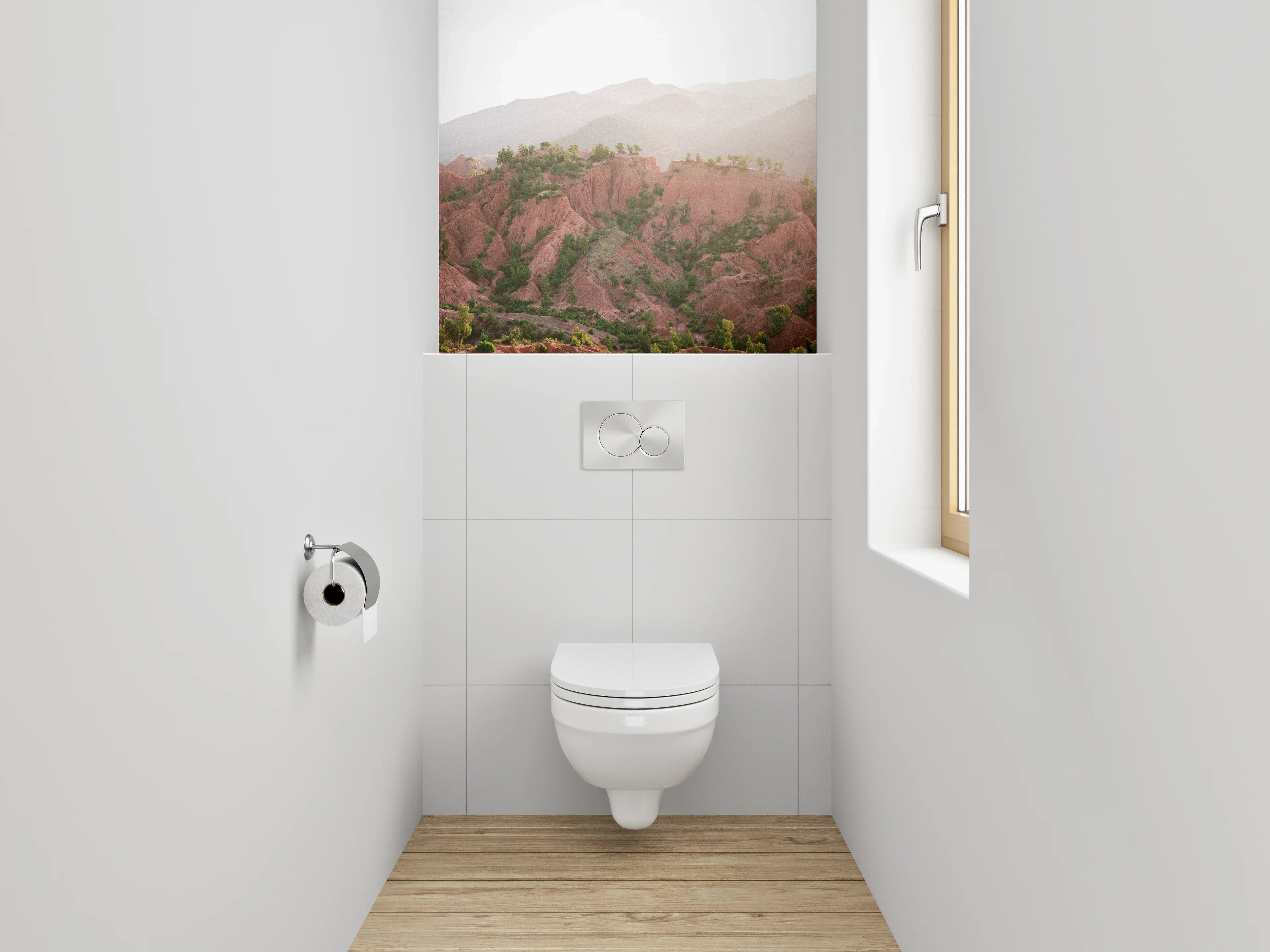 WC-Rückwand - Rote Felsenlandschaft im Sonnenlicht