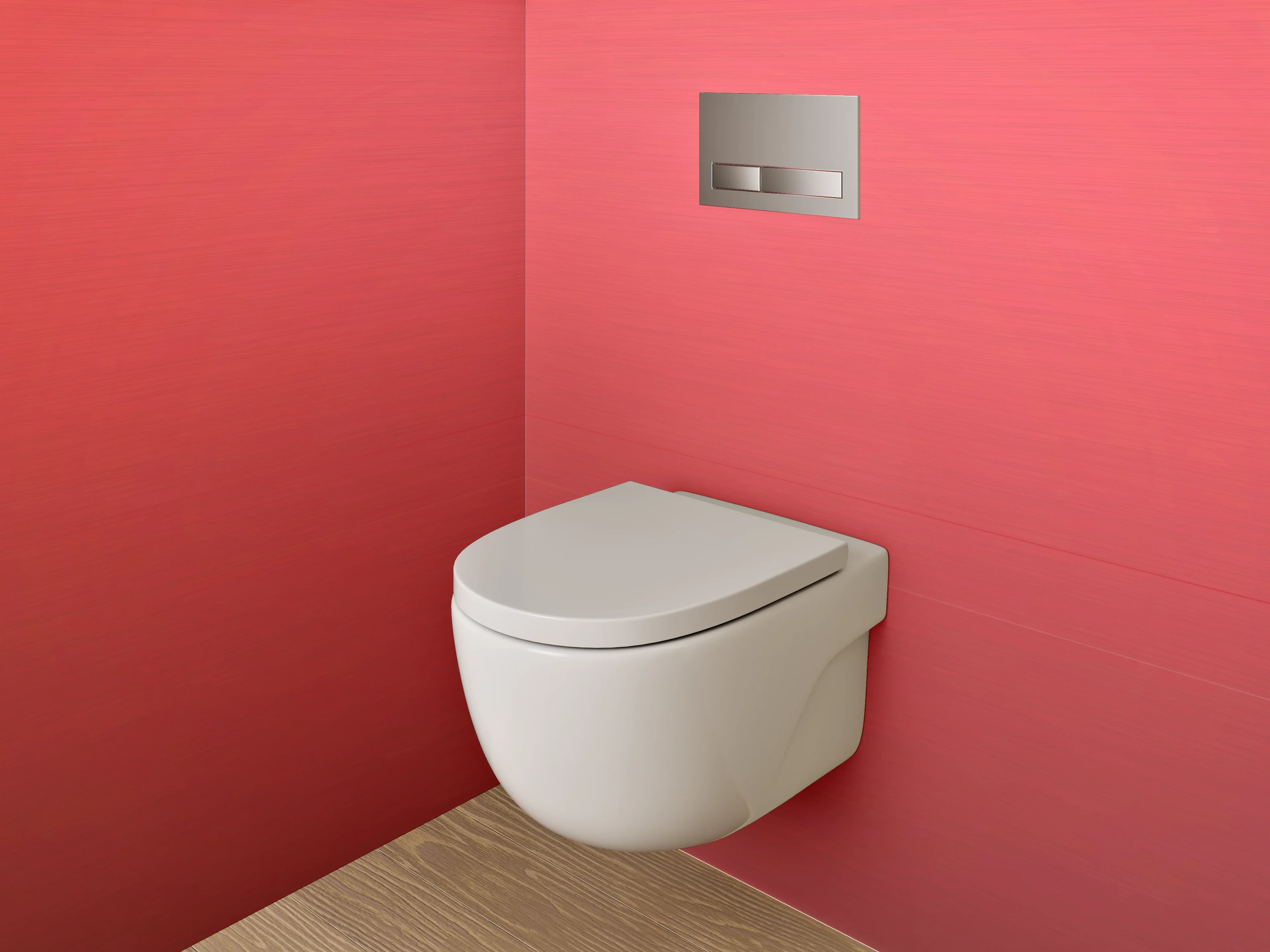 WC-Rückwand - Rote Metallic-Farbe mit strukturierter Oberfläche