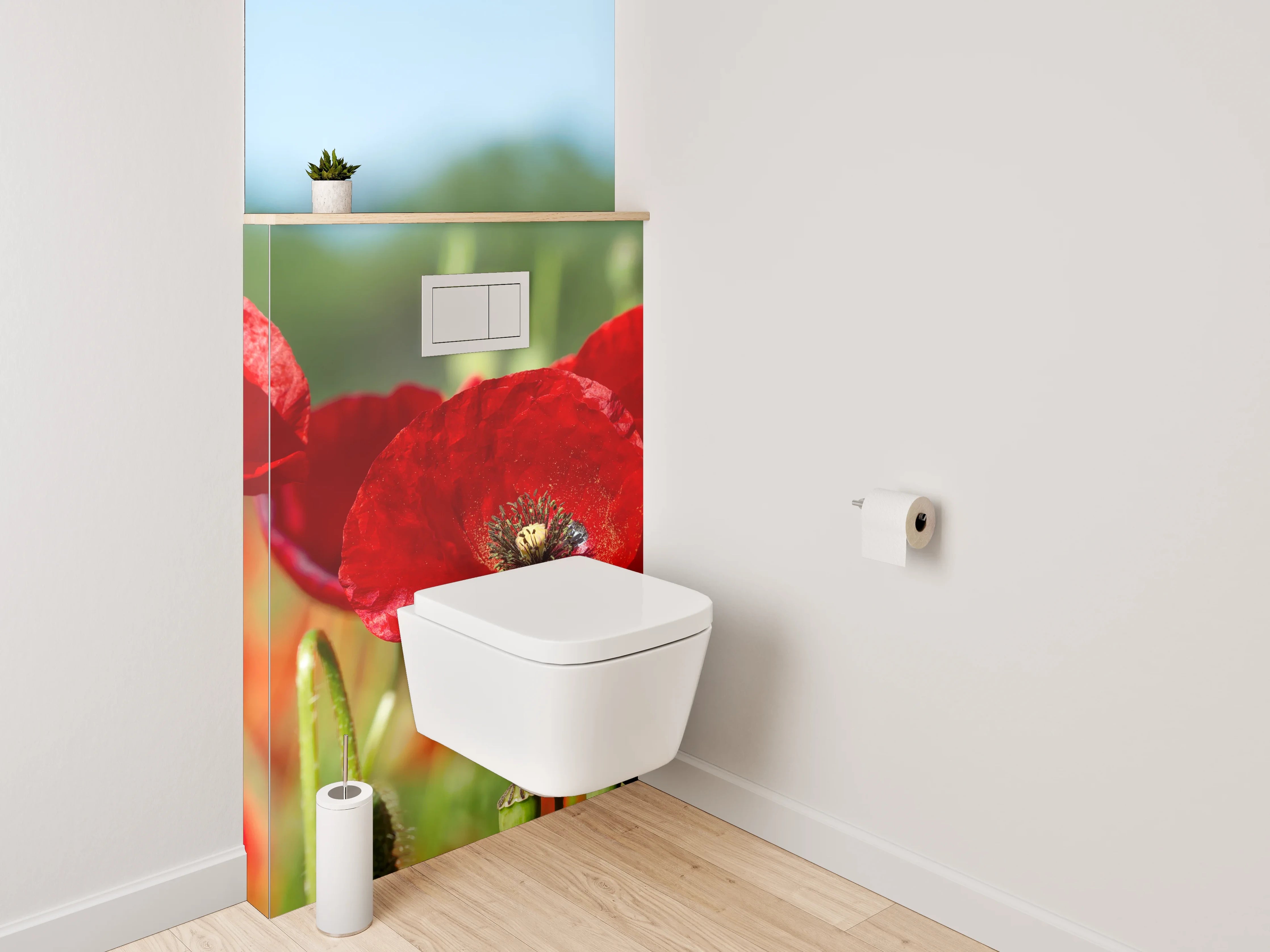 WC-Rückwand - Rote Mohnblumen Panorama Feld