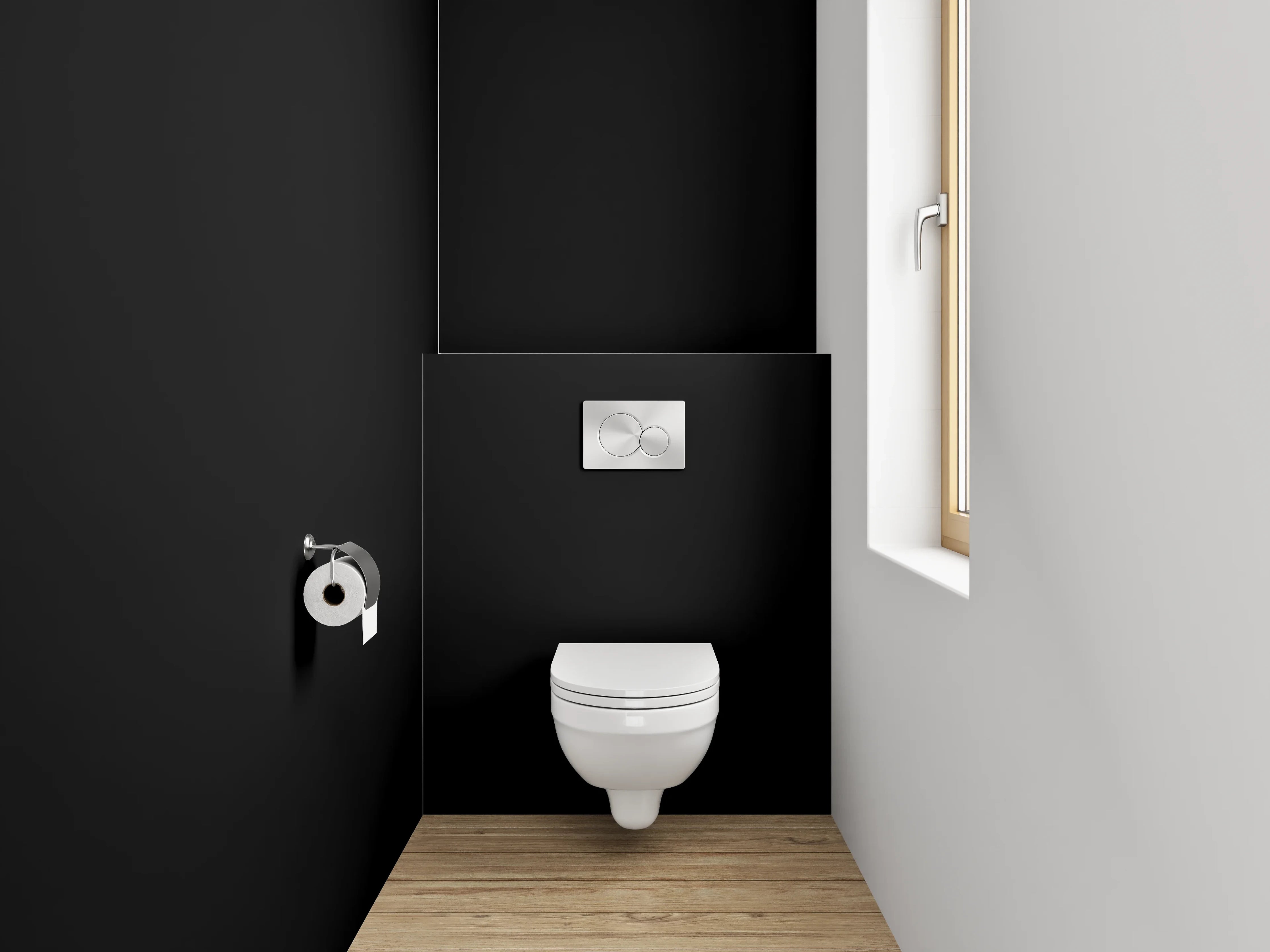 WC-Rückwand - Rote Mohnblumen auf schwarzem Hintergrund