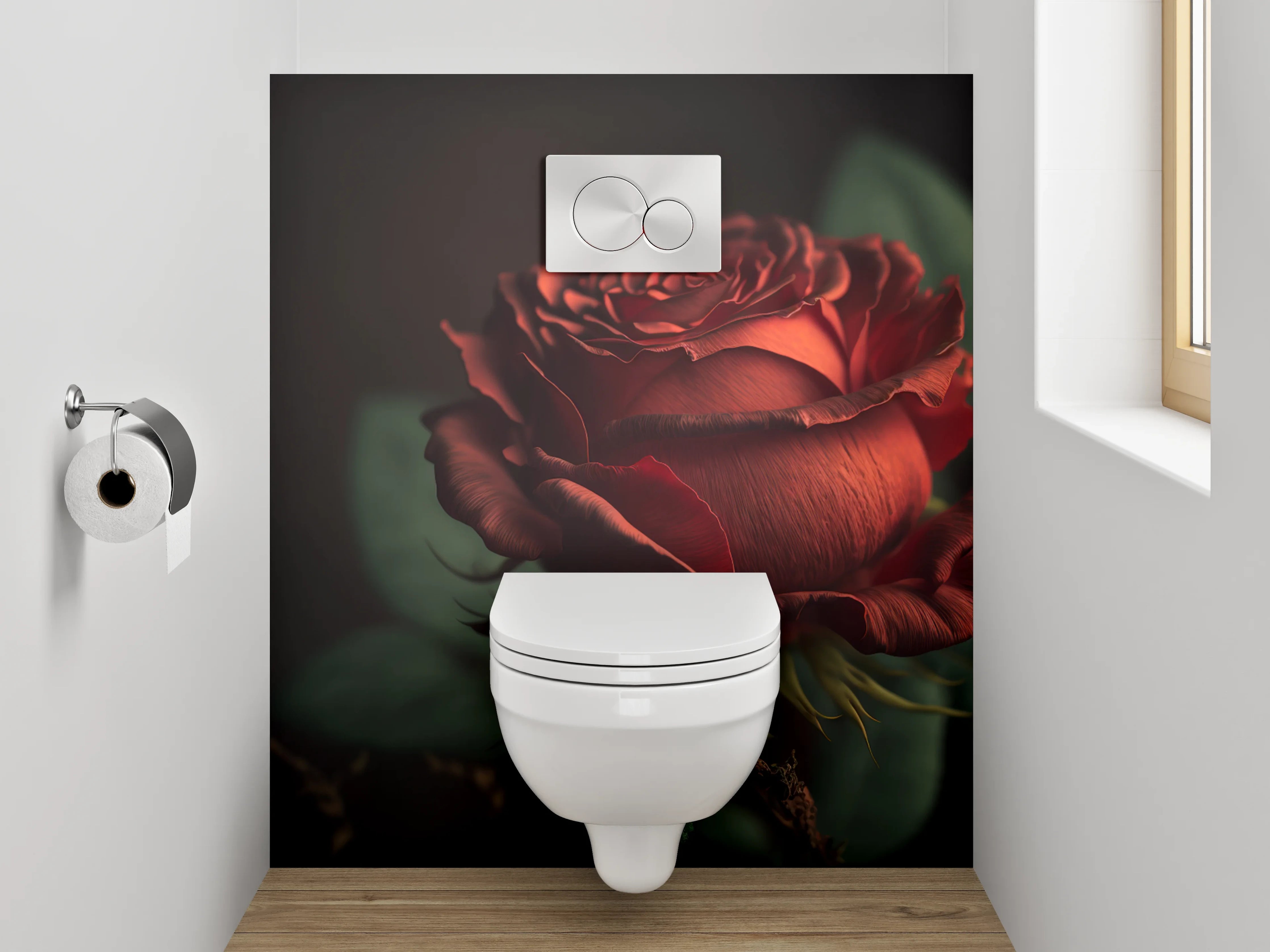 WC-Rückwand - Rote Rose Nahaufnahme Kunstmotiv