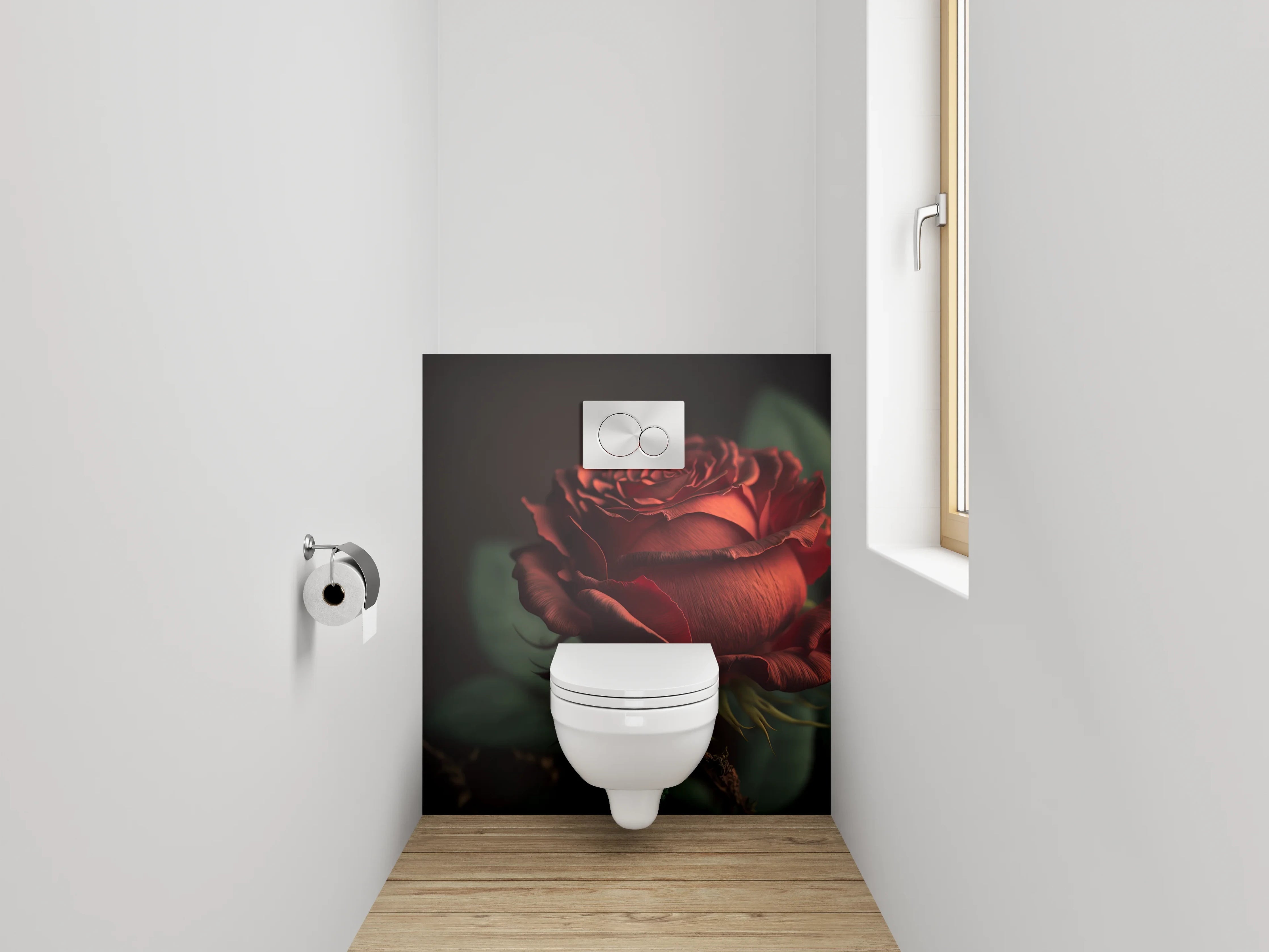 WC-Rückwand - Rote Rose Nahaufnahme Kunstmotiv