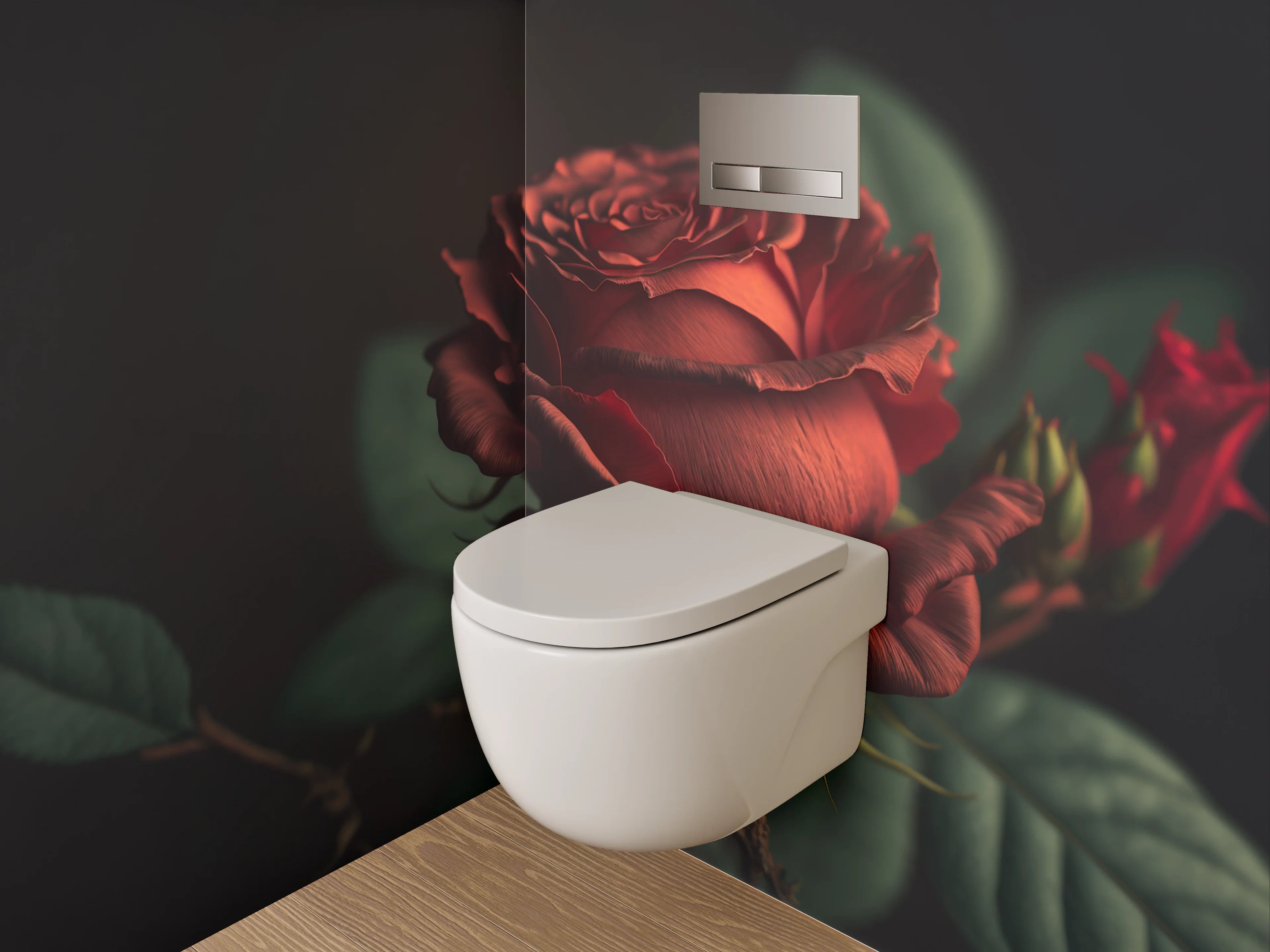 WC-Rückwand - Rote Rose Nahaufnahme Kunstmotiv