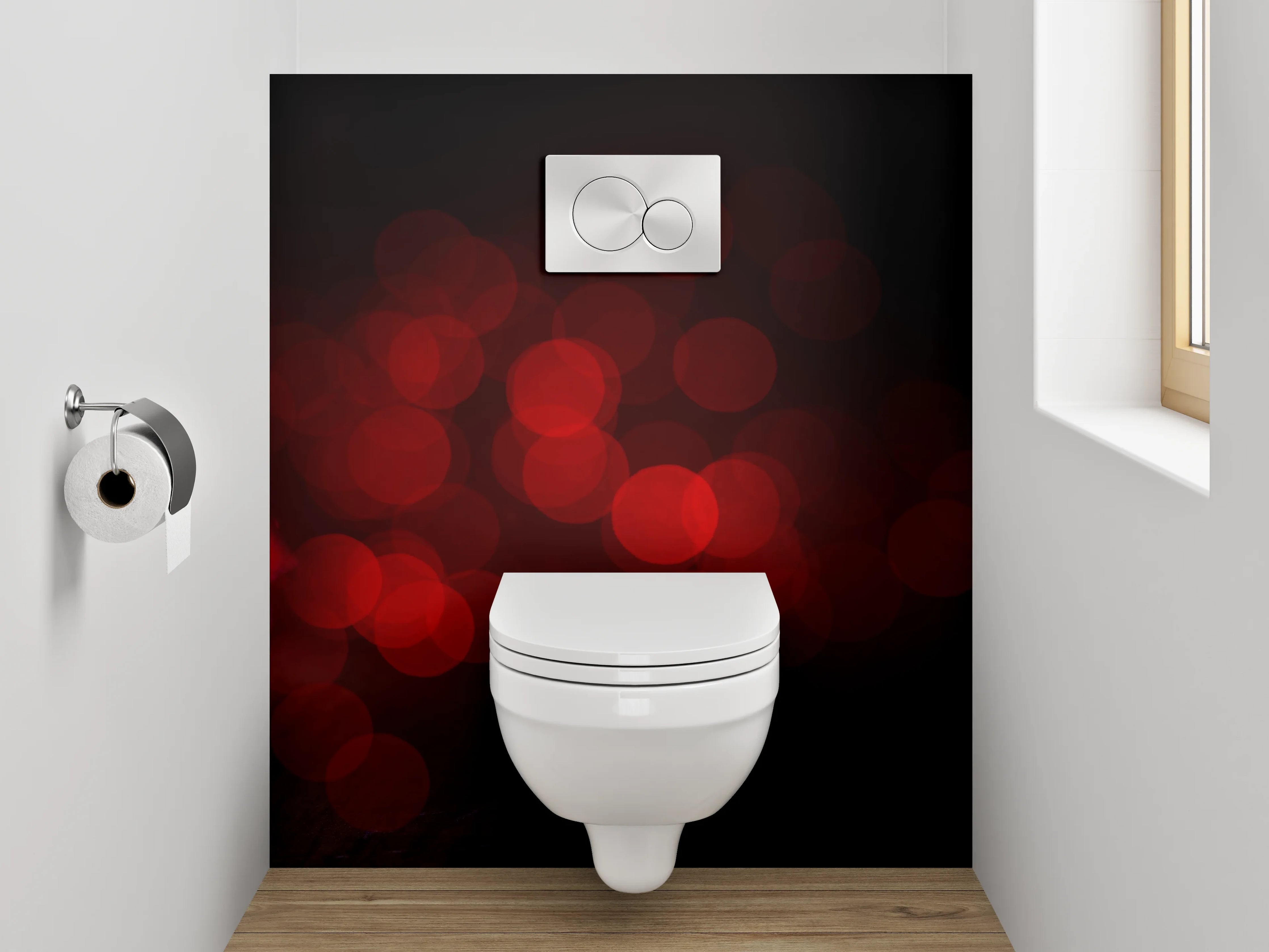 WC-Rückwand - Rote Rose auf dunklem Hintergrund