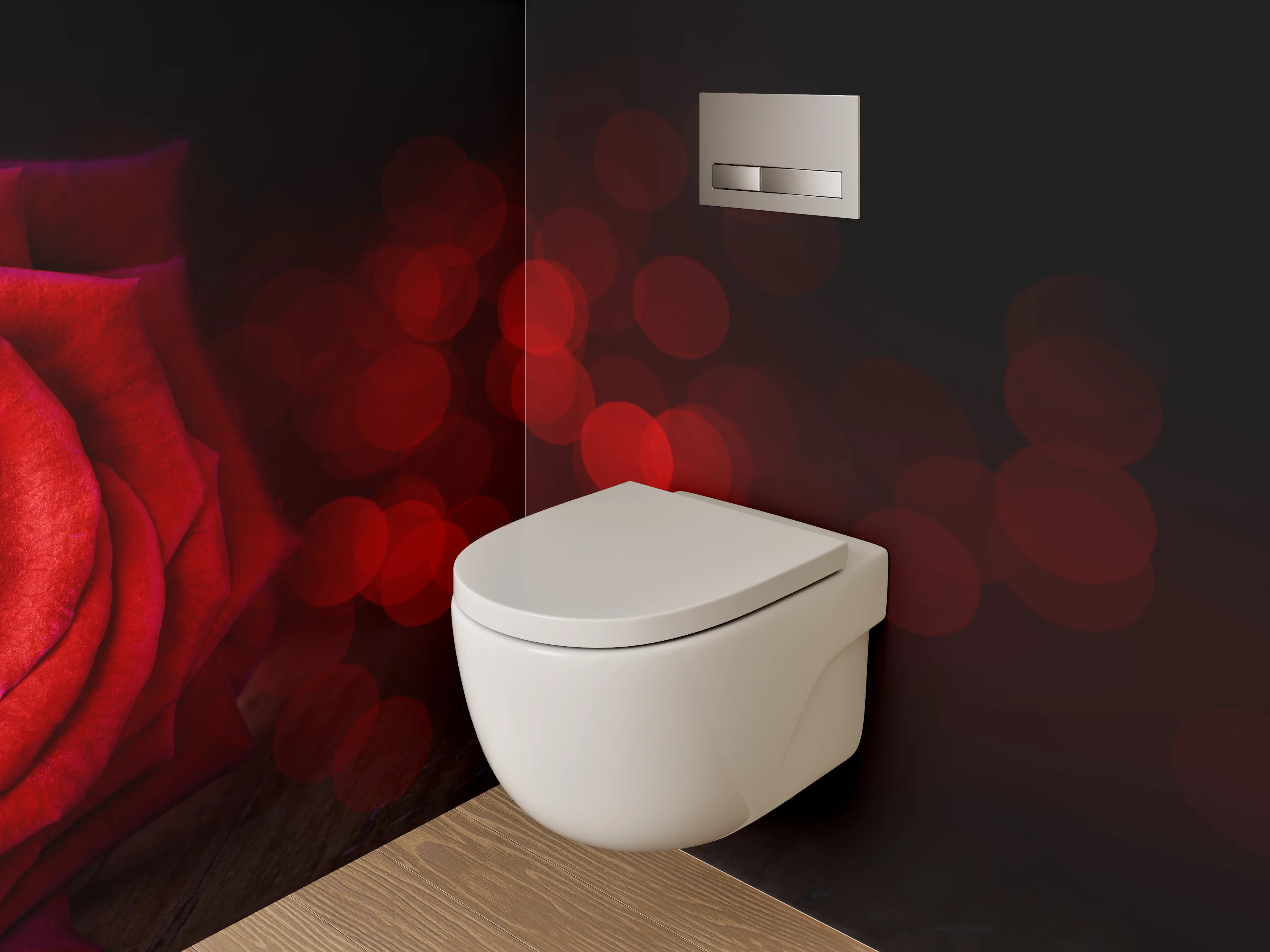 WC-Rückwand - Rote Rose auf dunklem Hintergrund