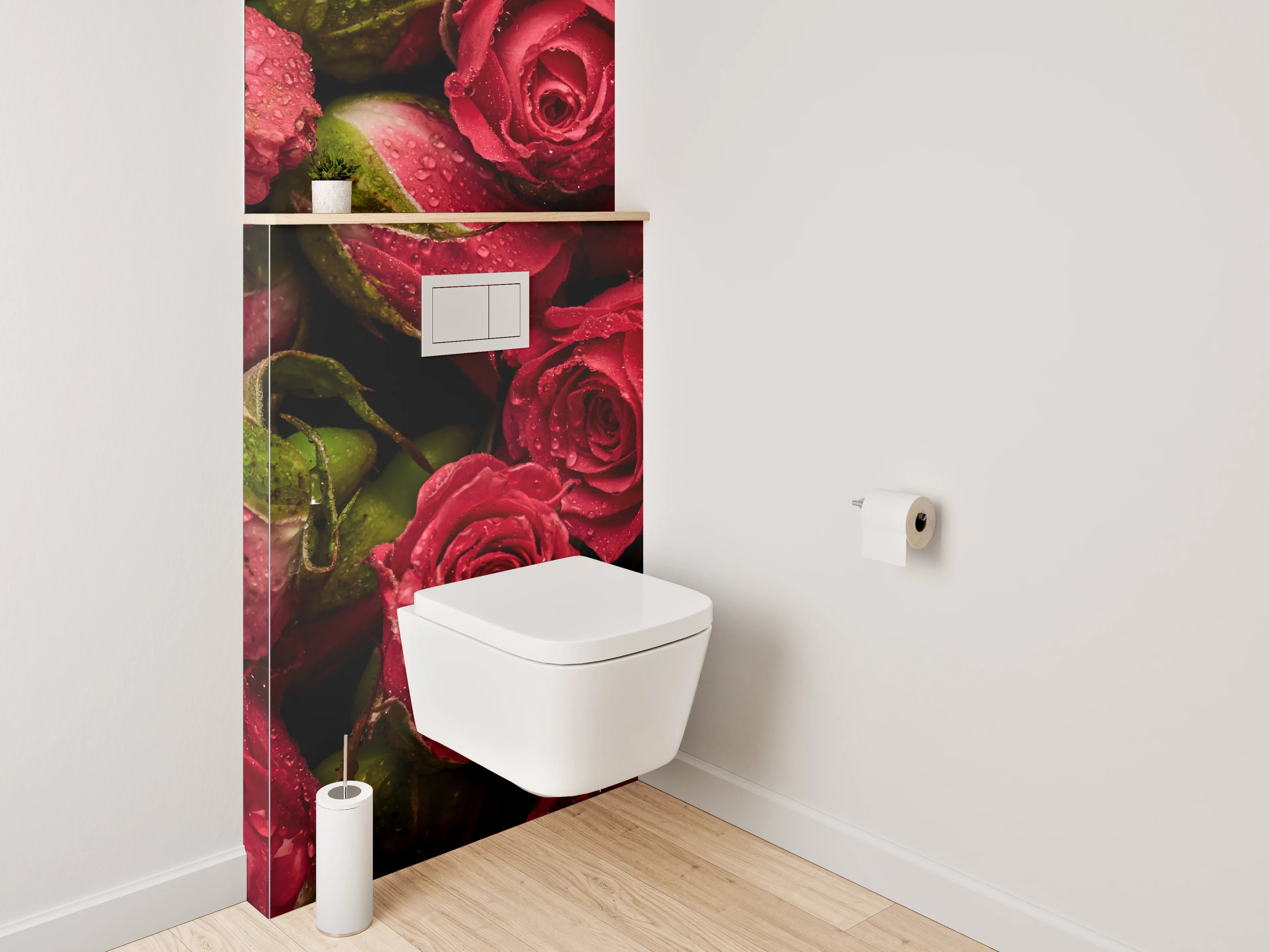 WC-Rückwand - Rote Rosen – Nahaufnahme Blütenpracht