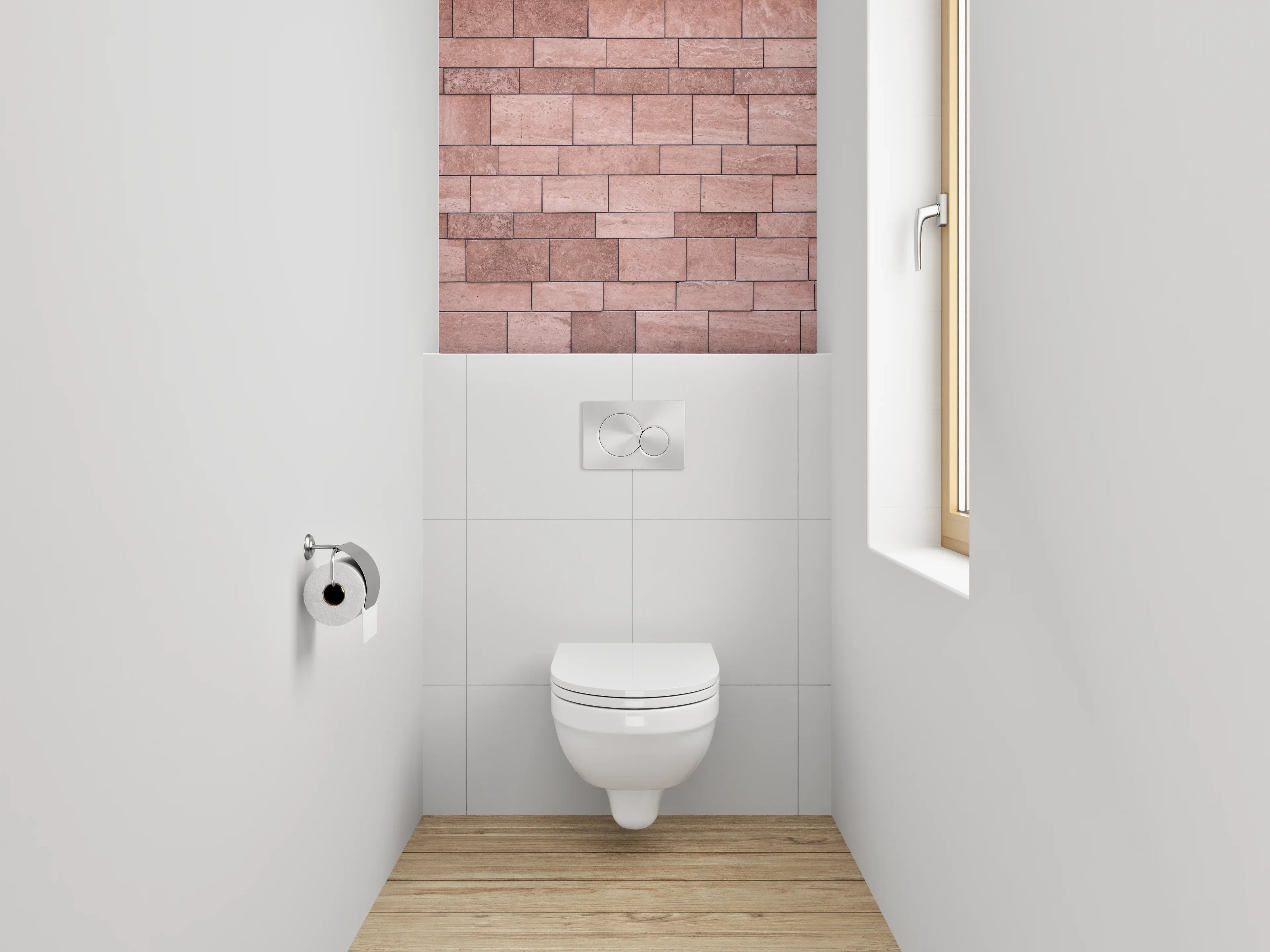 WC-Rückwand - Rote Sandstein Mosaik Wandoptik