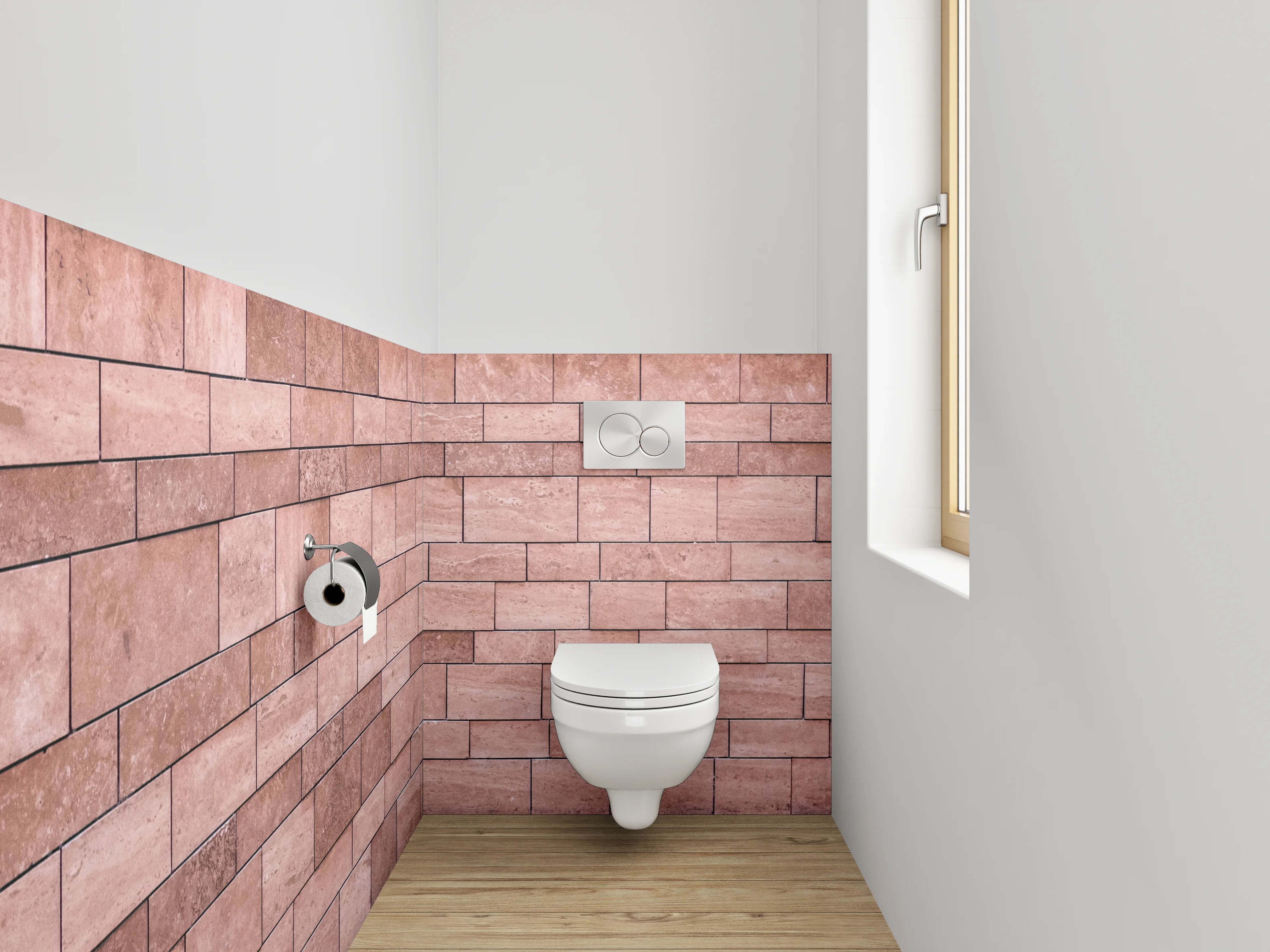 WC-Rückwand - Rote Sandstein Mosaik Wandoptik