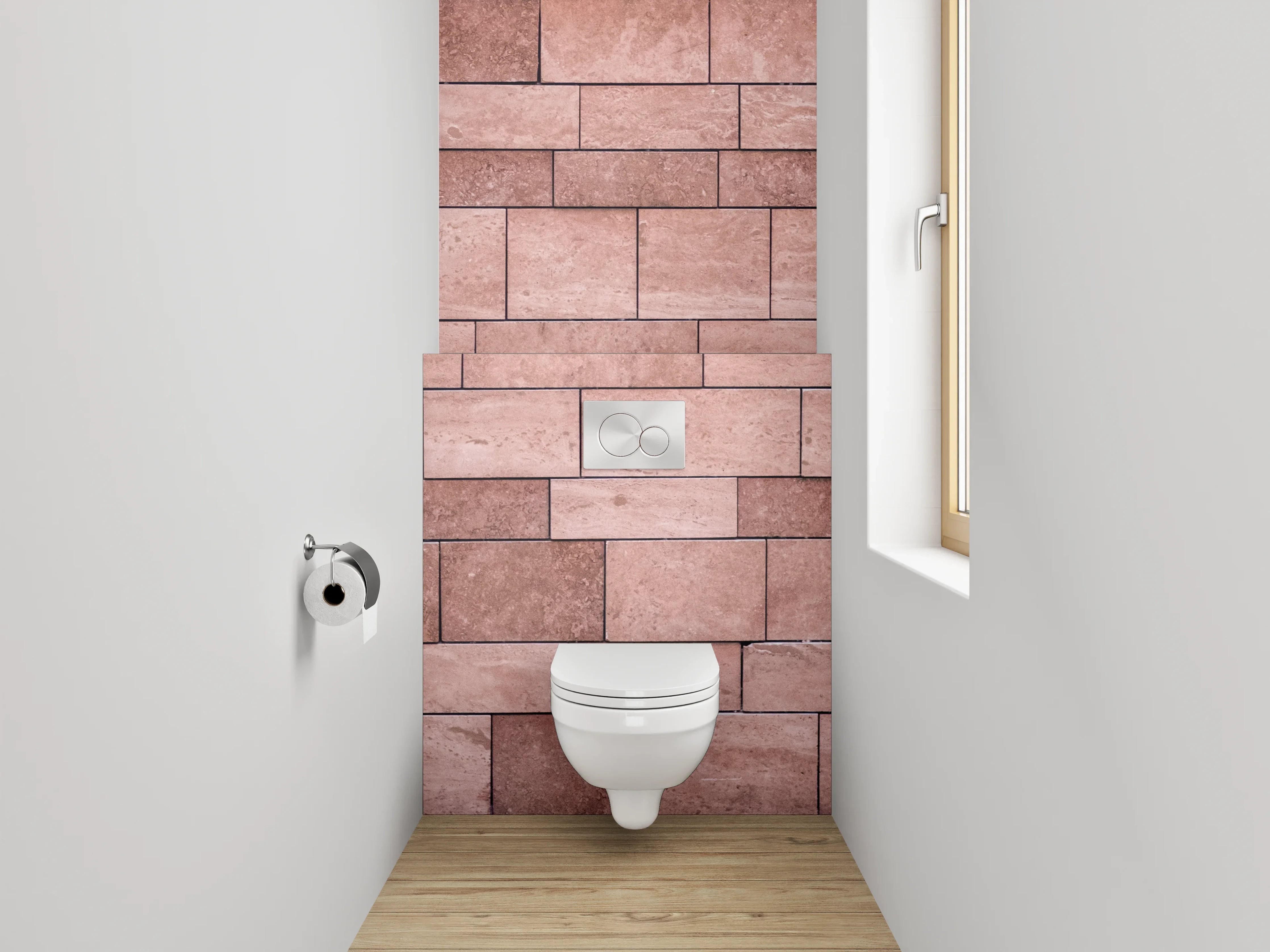 WC-Rückwand - Rote Sandstein Mosaik Wandoptik