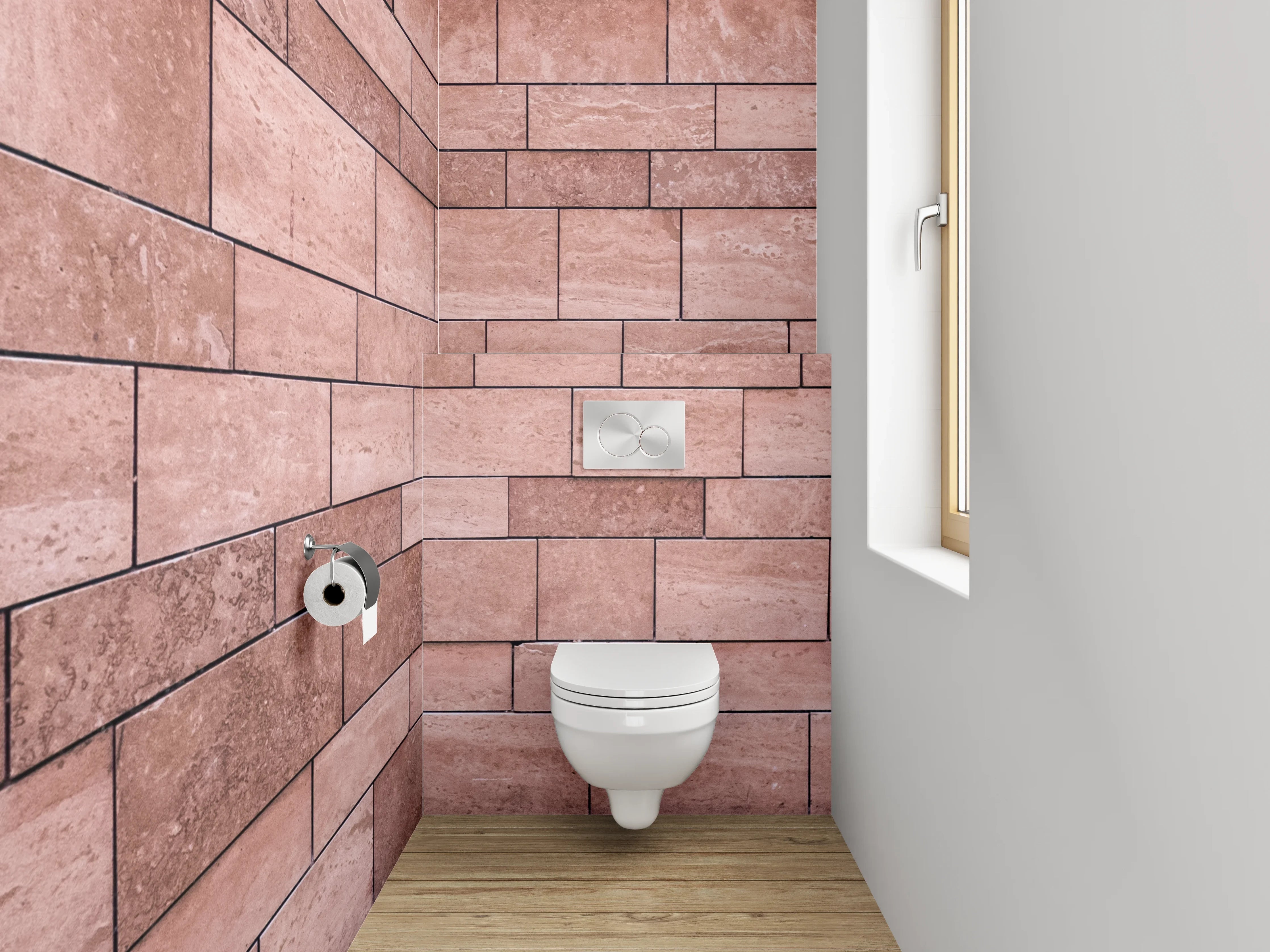 WC-Rückwand - Rote Sandstein Mosaik Wandoptik
