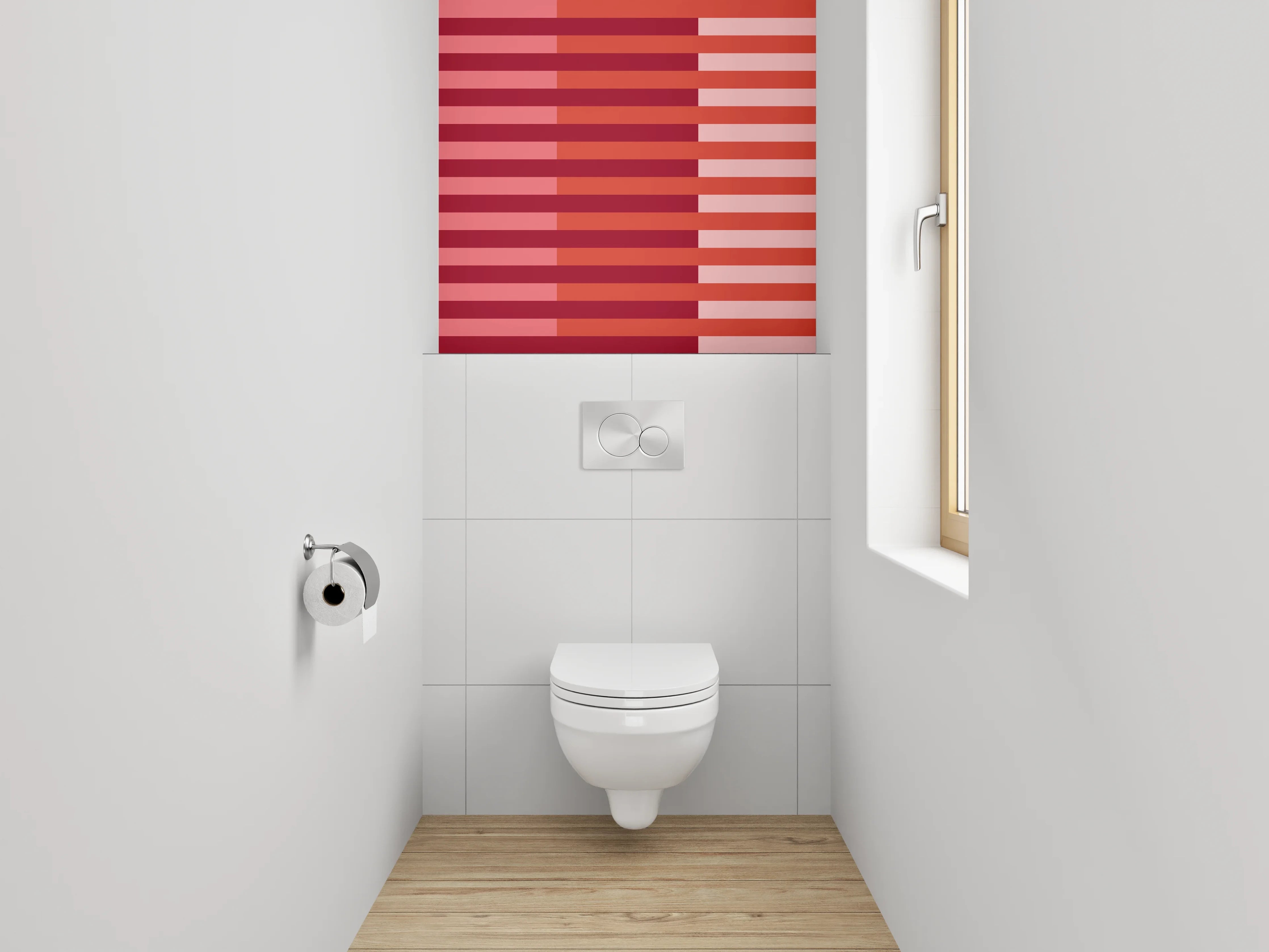WC-Rückwand - Rote Streifen mit unterschiedlichen Tönen