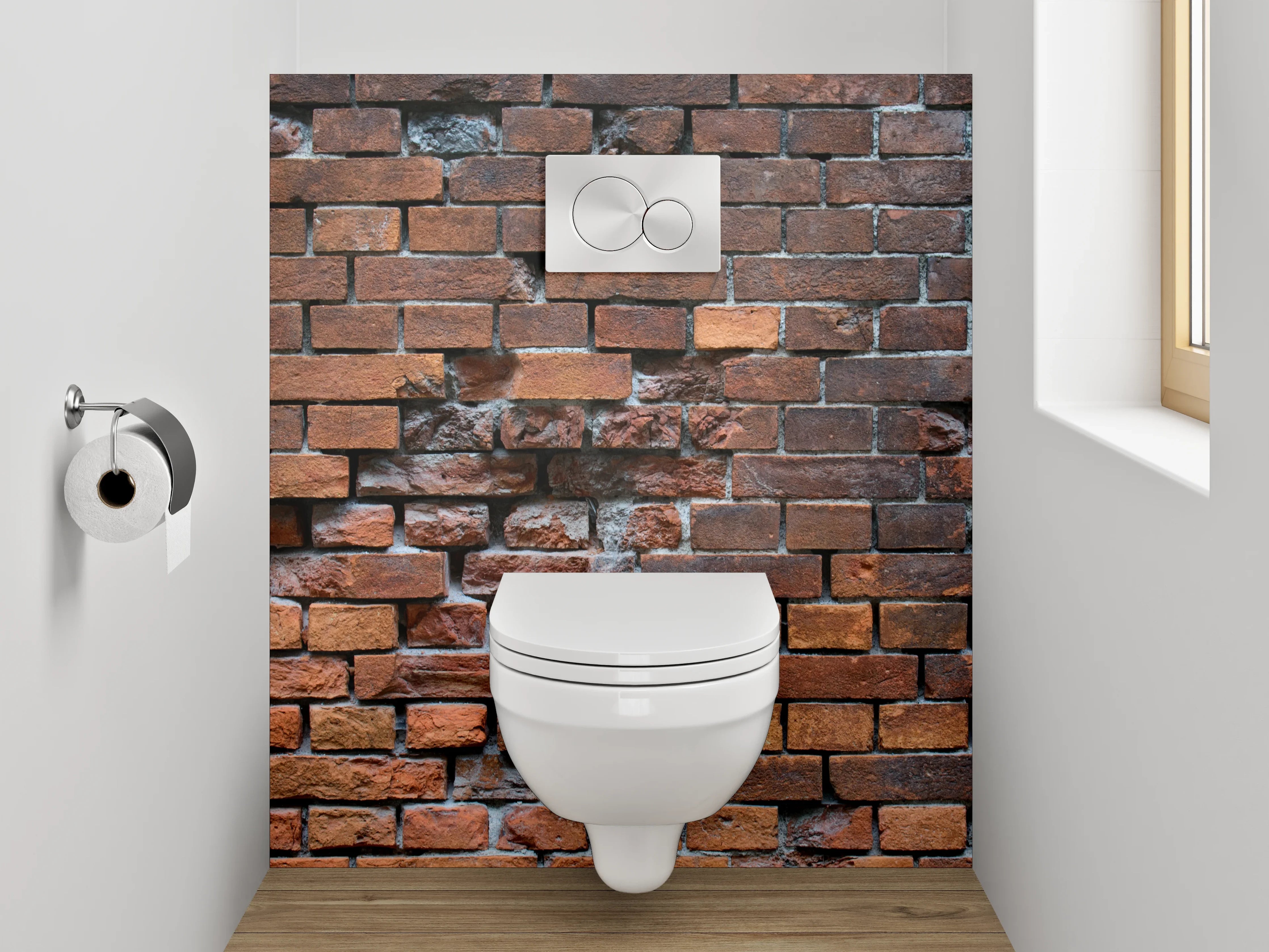 WC-Rückwand - Rote Ziegelmauer Vintage Look