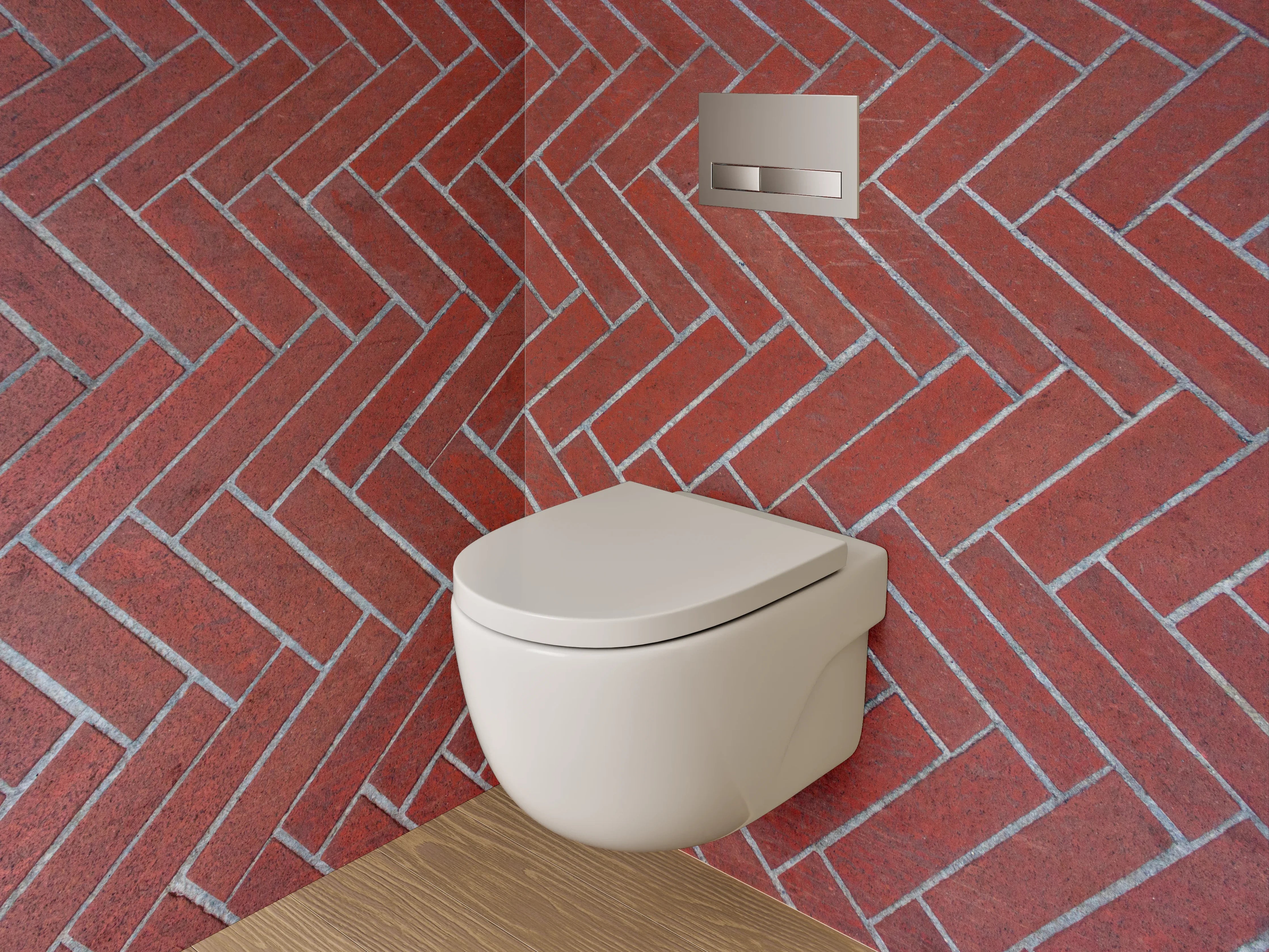 WC-Rückwand - Rote Ziegelmuster Fliesen Herringbone