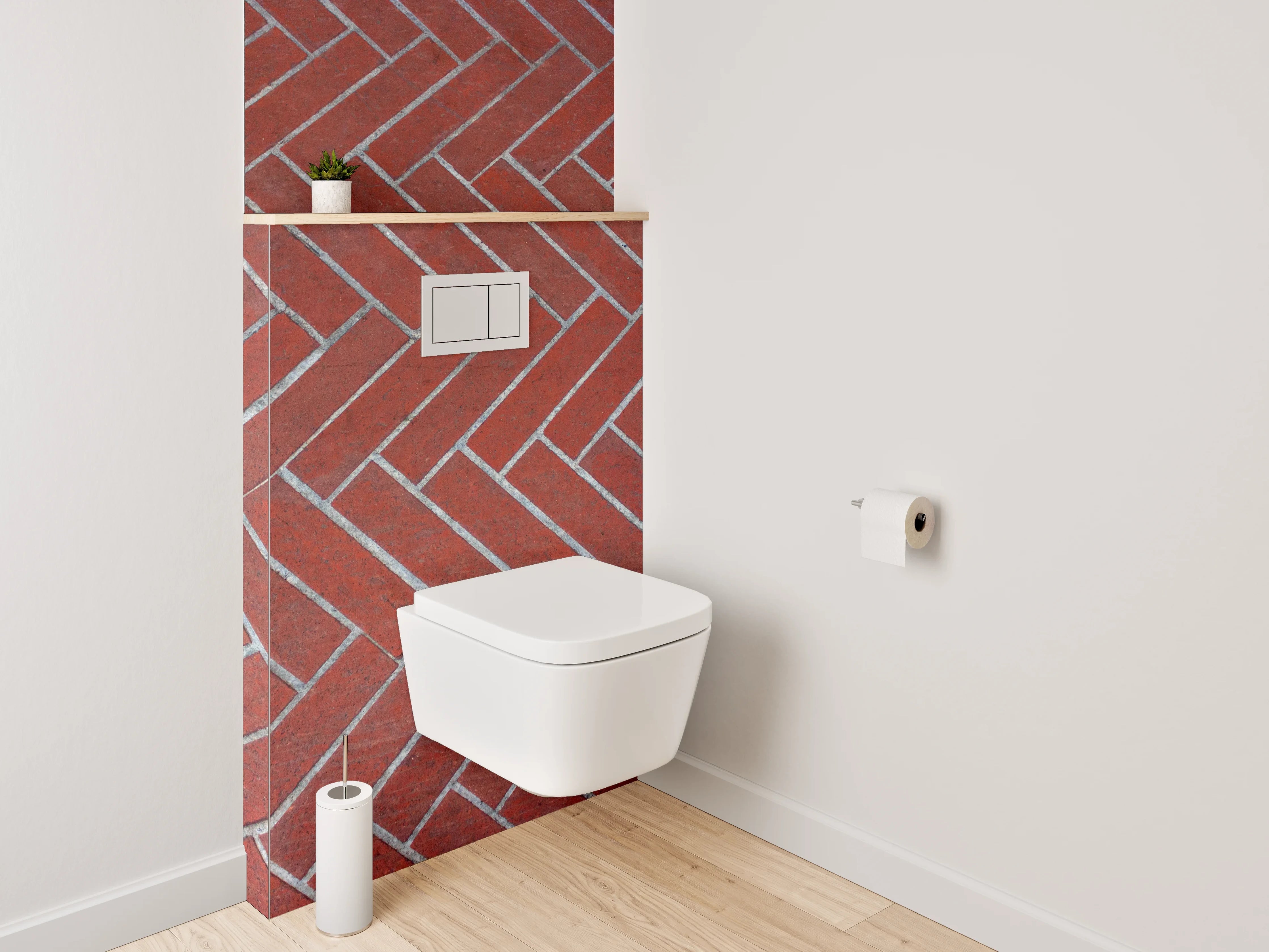 WC-Rückwand - Rote Ziegelmuster Fliesen Herringbone
