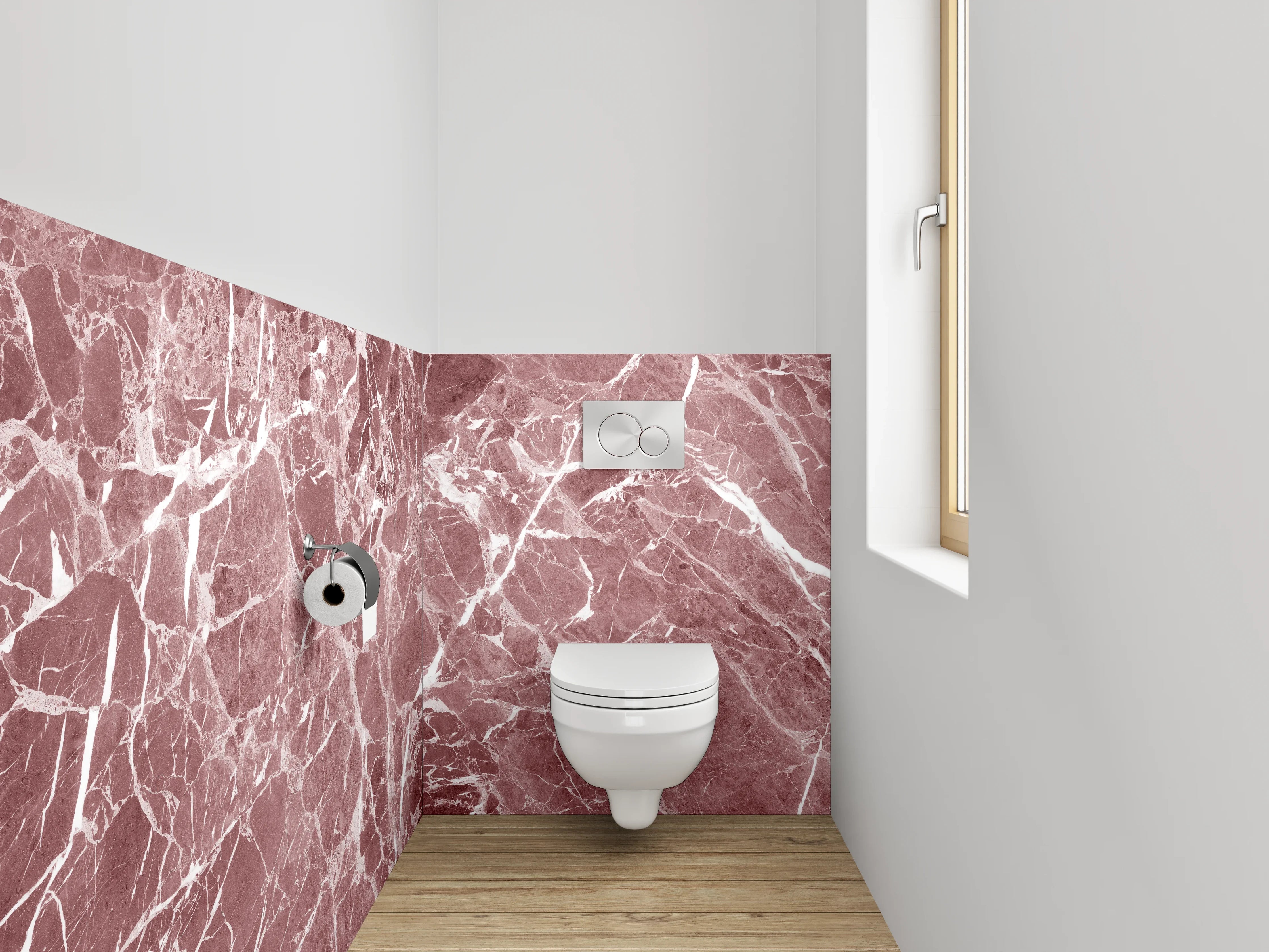 WC-Rückwand - Roter Marmor mit weißen Adern