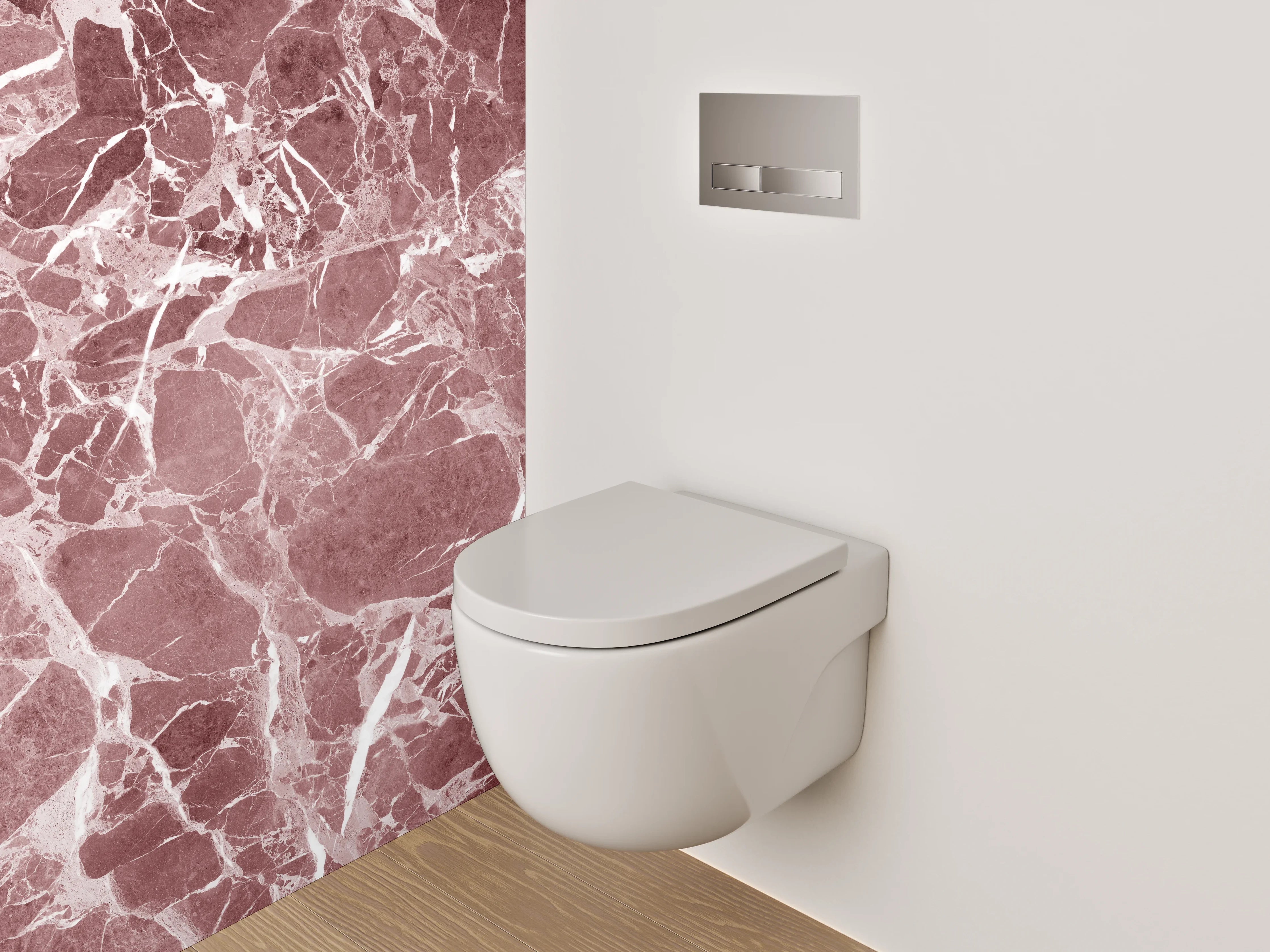 WC-Rückwand - Roter Marmor mit weißen Adern