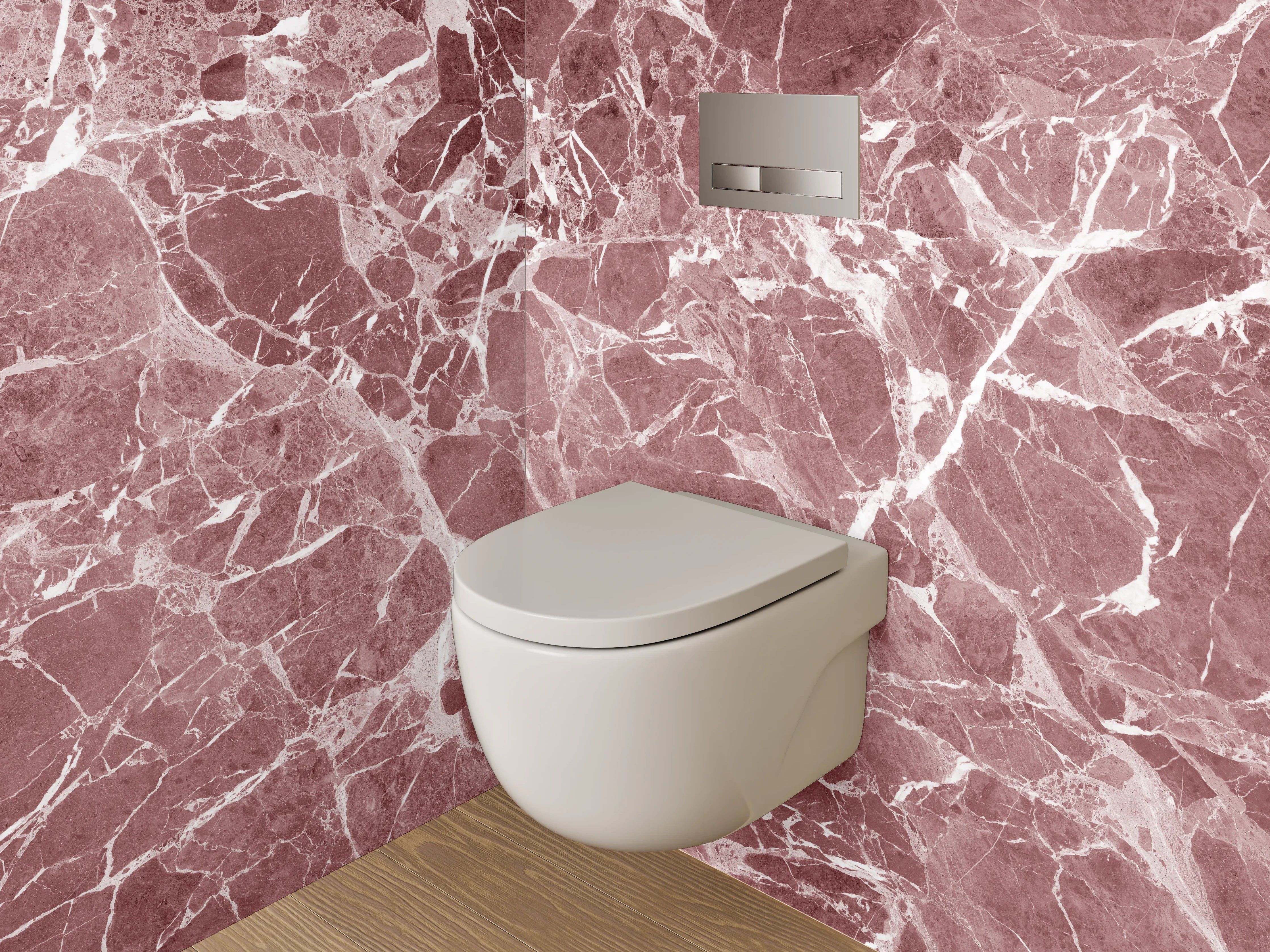 WC-Rückwand - Roter Marmor mit weißen Adern