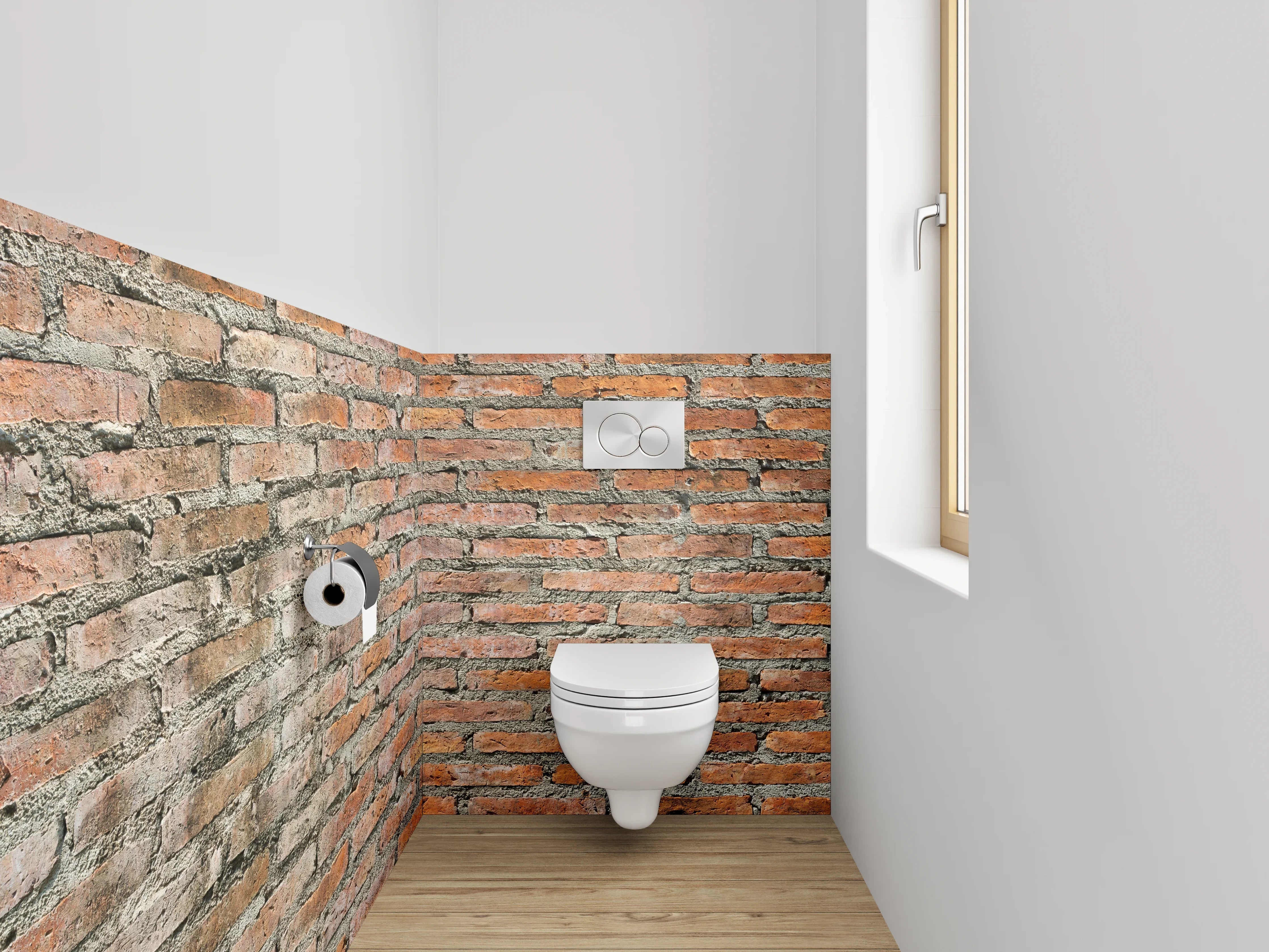 WC-Rückwand - Roter Ziegelsteinmauer