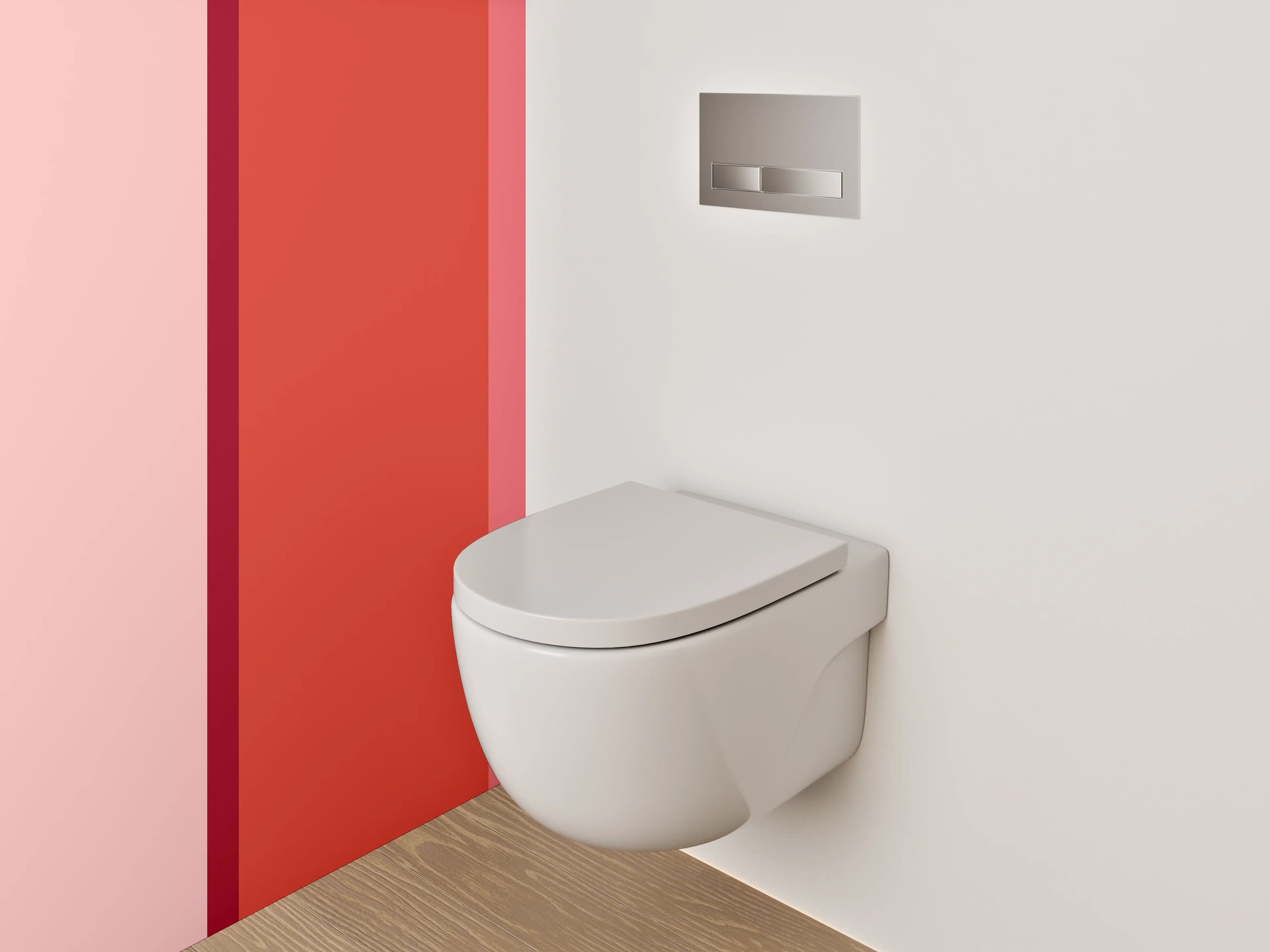WC-Rückwand - Rotes und Rosa Farbblock-Design
