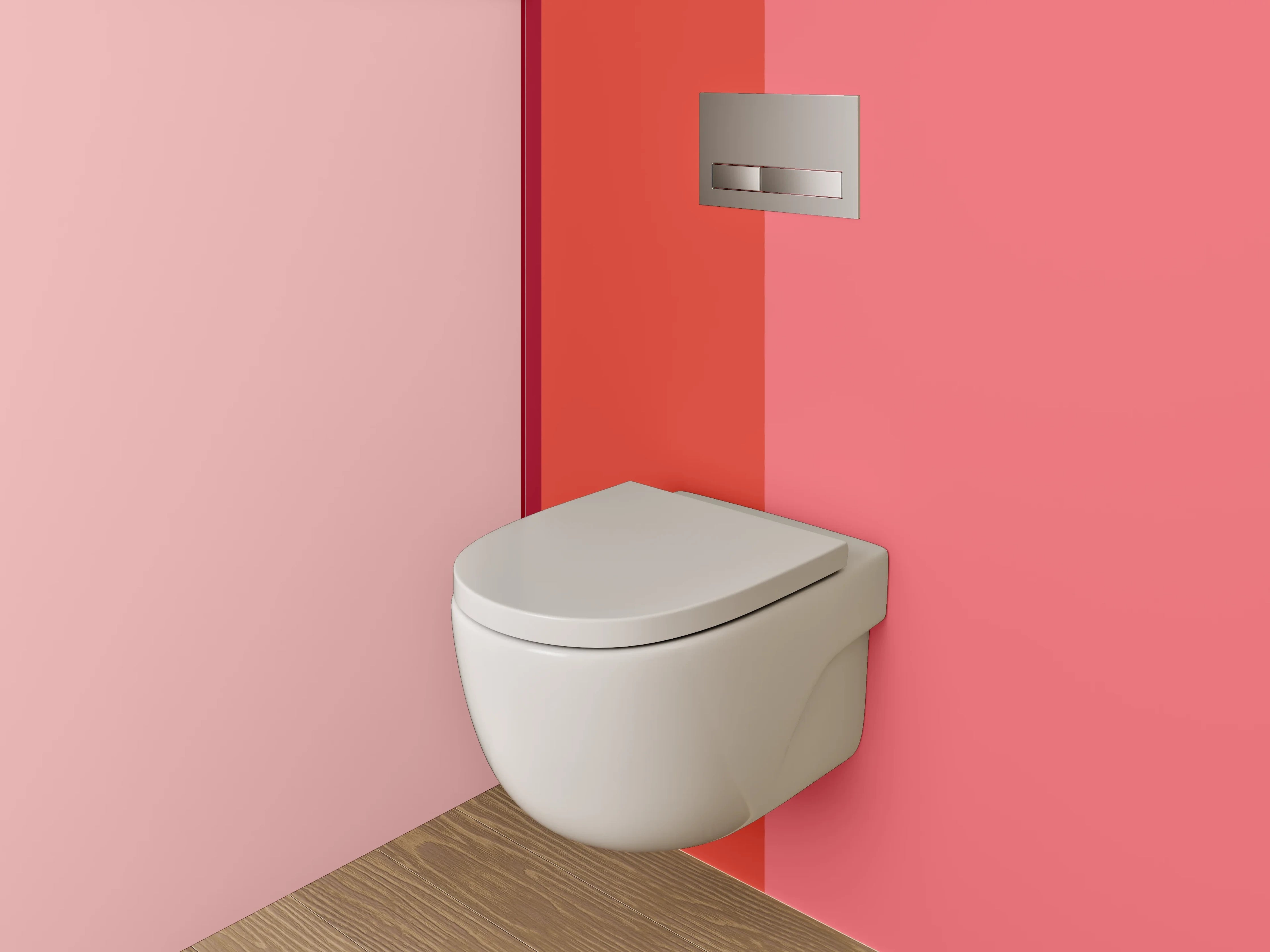 WC-Rückwand - Rotes und Rosa Farbblock-Design