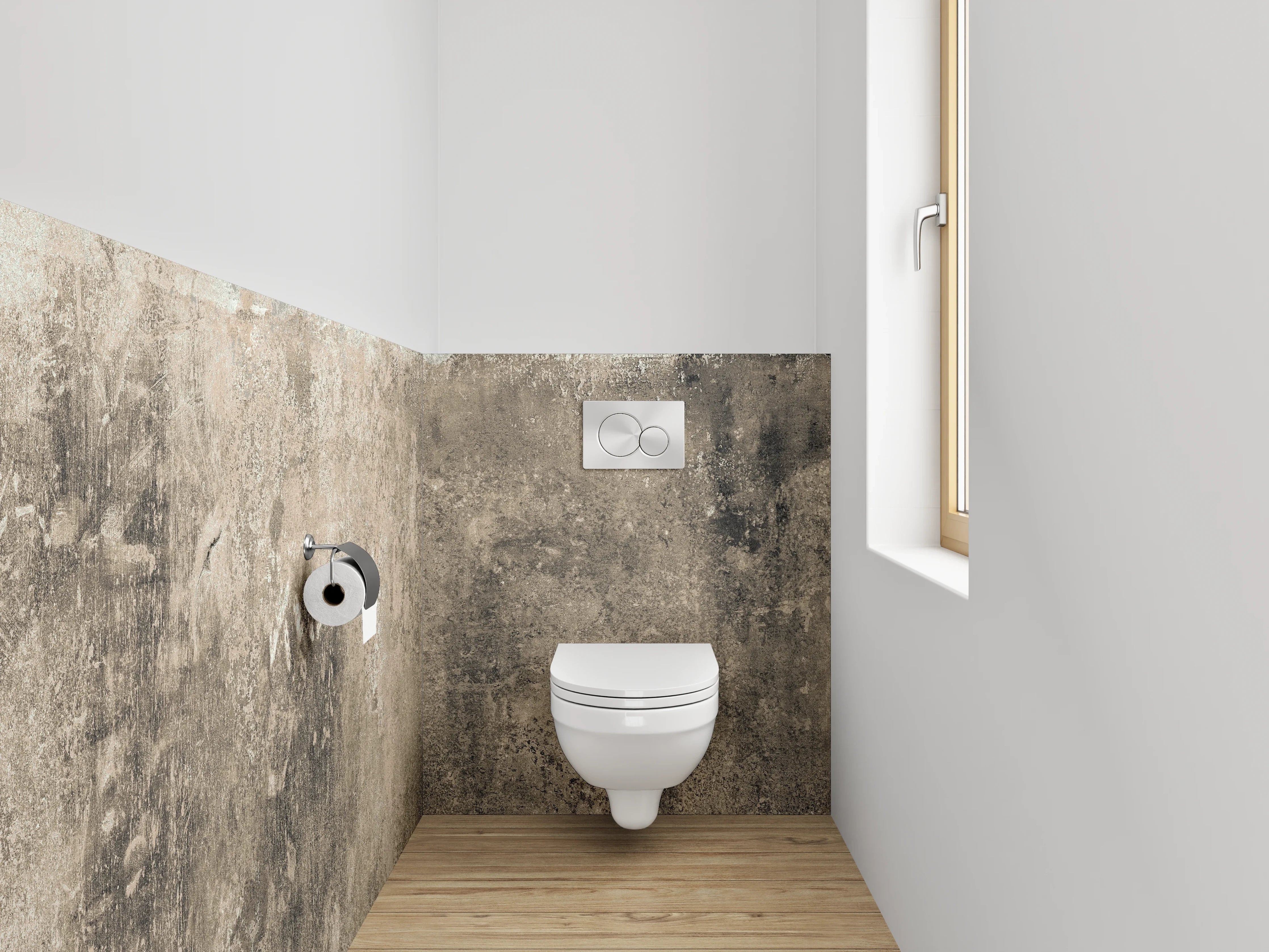 WC-Rückwand - Rustikale Betonwand mit Textur