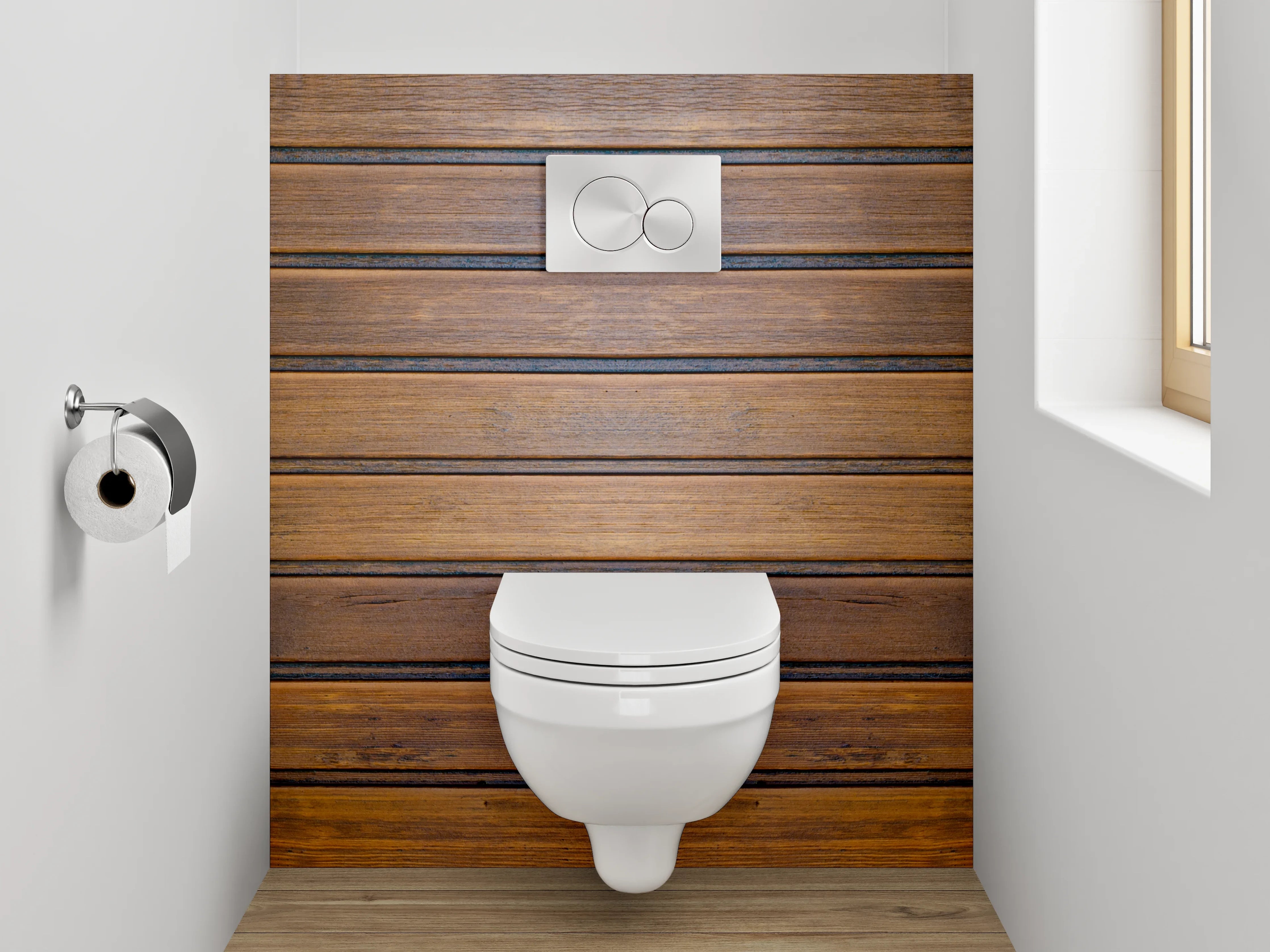 WC-Rückwand - Rustikale Holz-Paneele