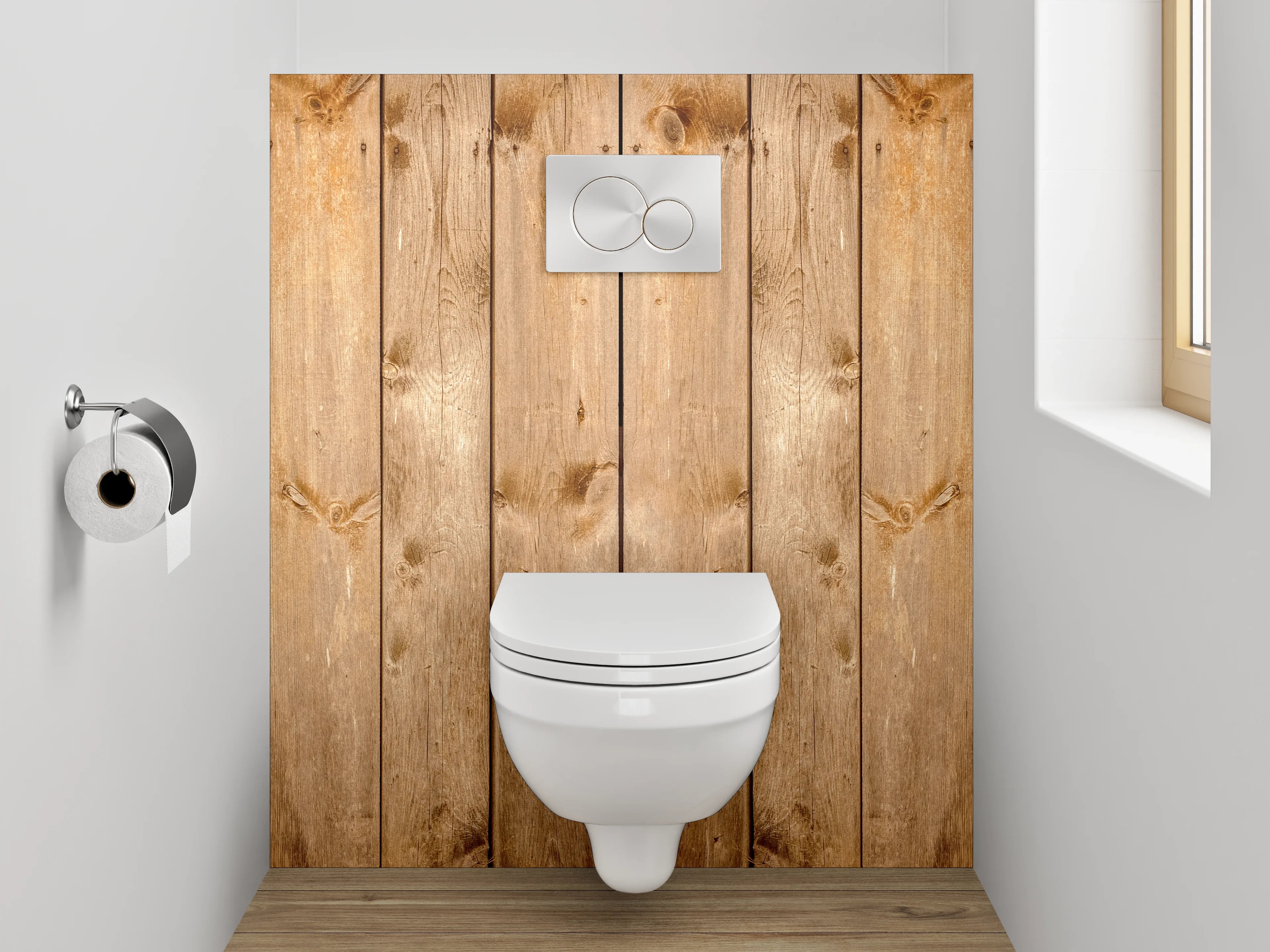 WC-Rückwand - Rustikale Holzlatten Wanddekor
